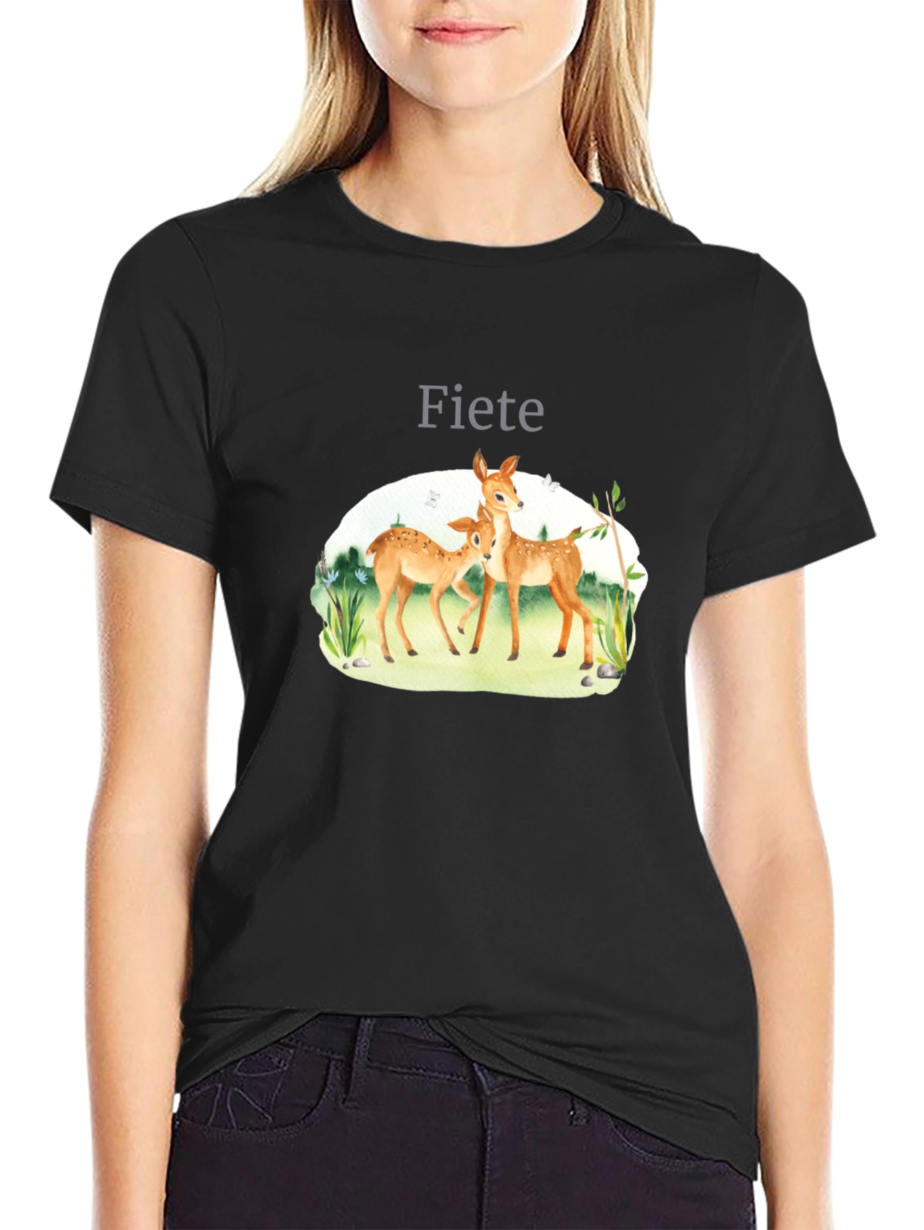 Fiete Deer Graphic Black T-Shirt