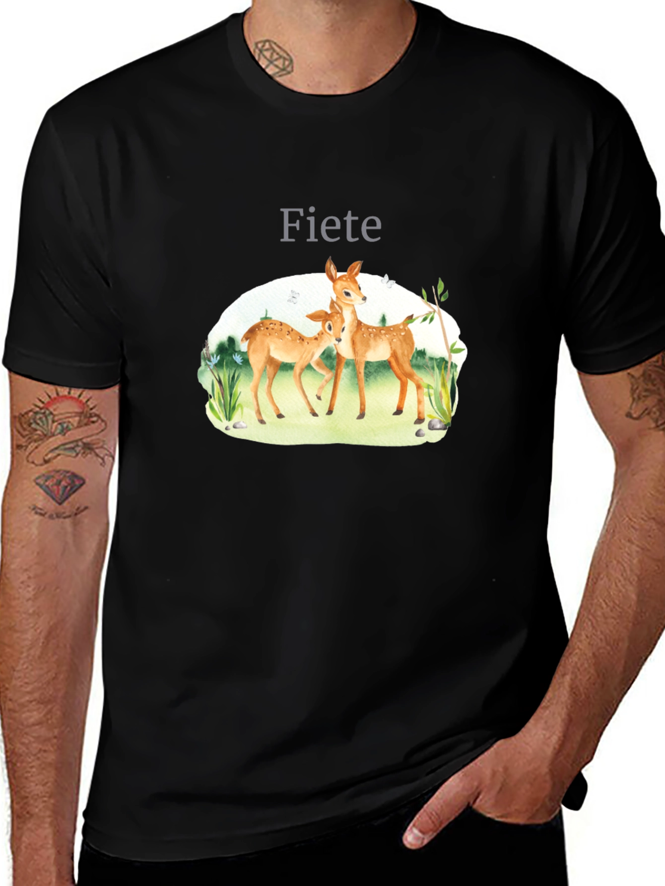 Fiete Deer Graphic Black T-Shirt