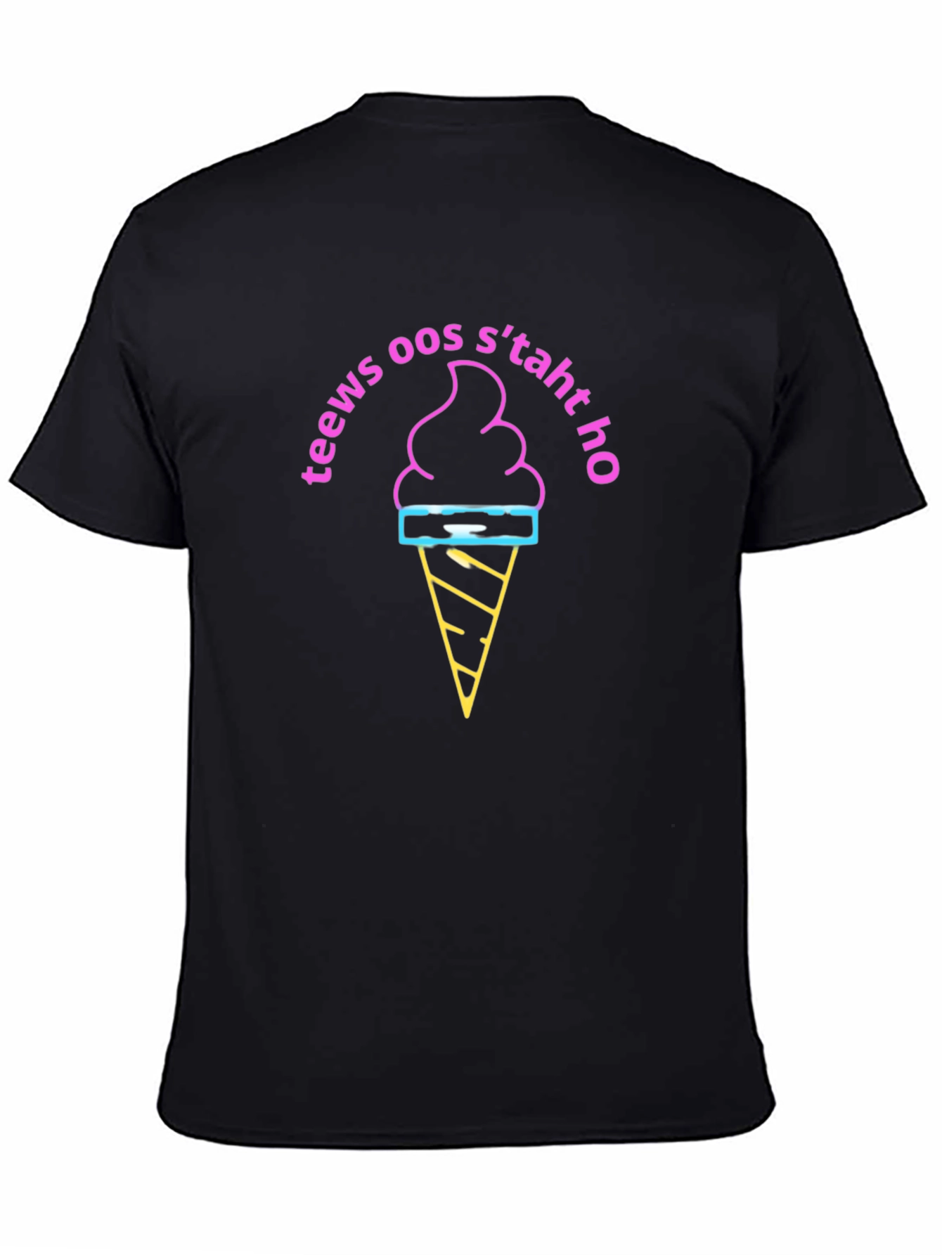 Retro Ice Cream T-Shirt - Black Cotton Blend