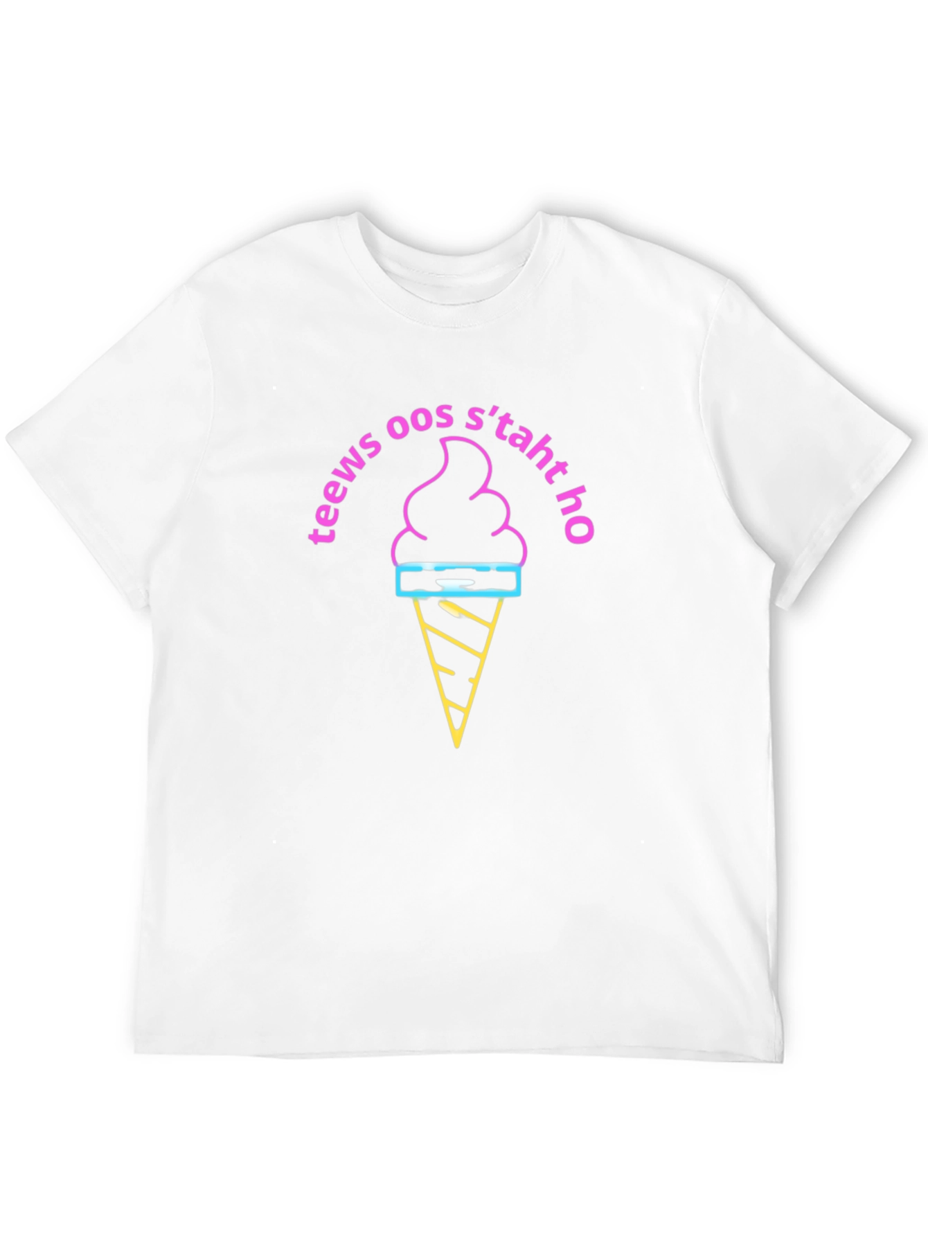 Retro Ice Cream T-Shirt - Black Cotton Blend