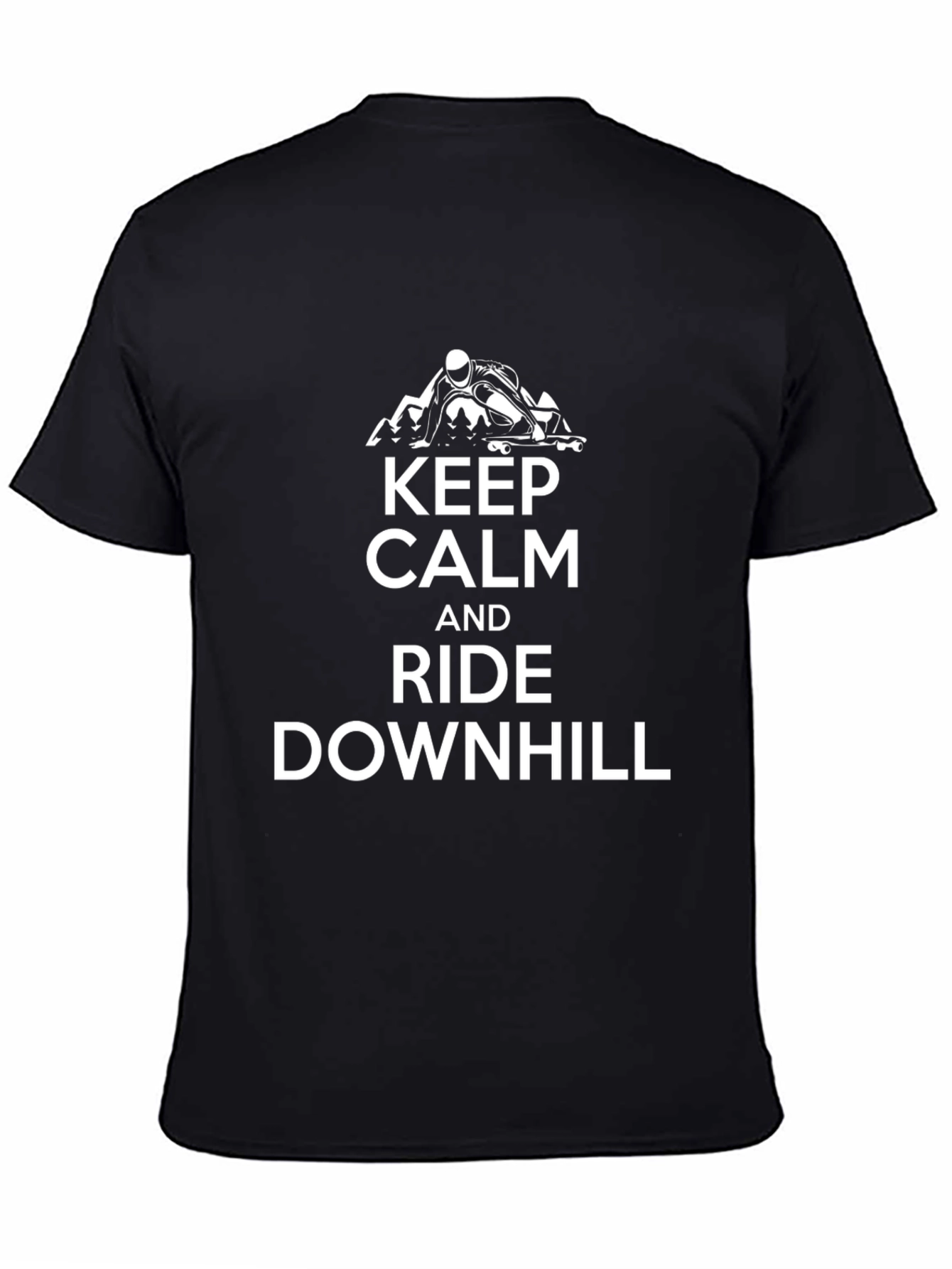 Keep Calm Ride Downhill Black T-Shirt