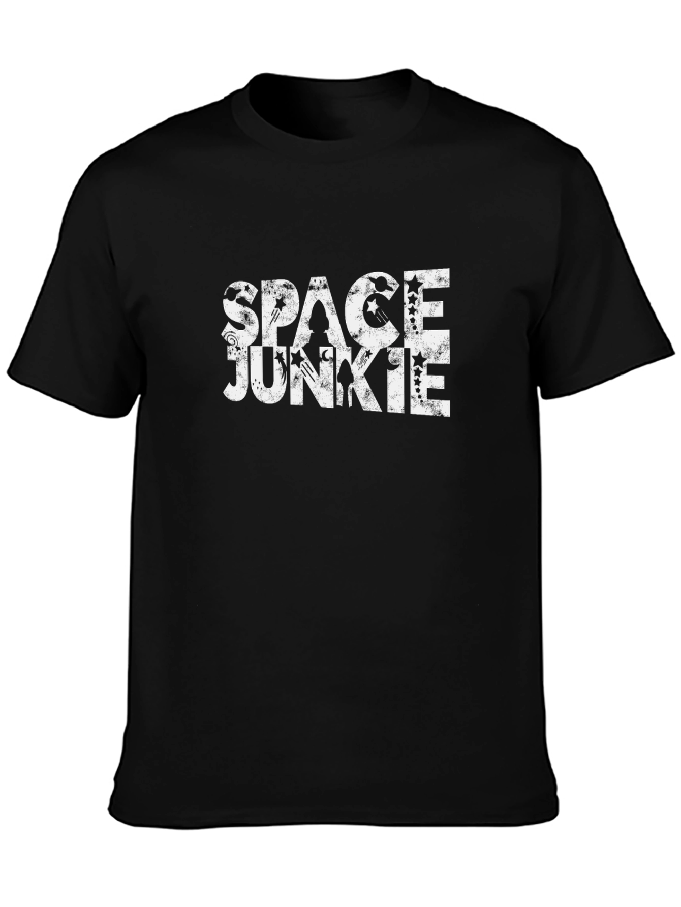 Space Junkie Black T-Shirt - Unique Graphic Tee