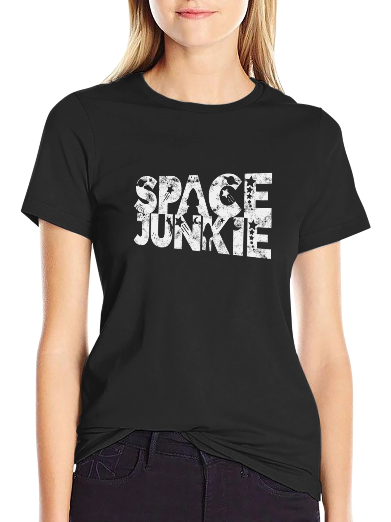 Space Junkie Black T-Shirt - Unique Graphic Tee