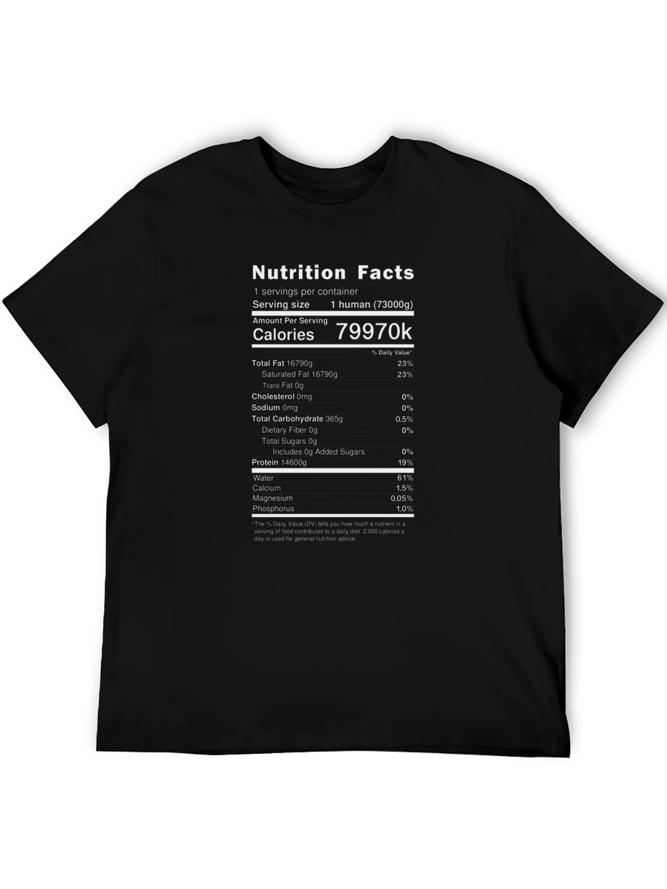 Nutrition Facts Human Calories T-Shirt