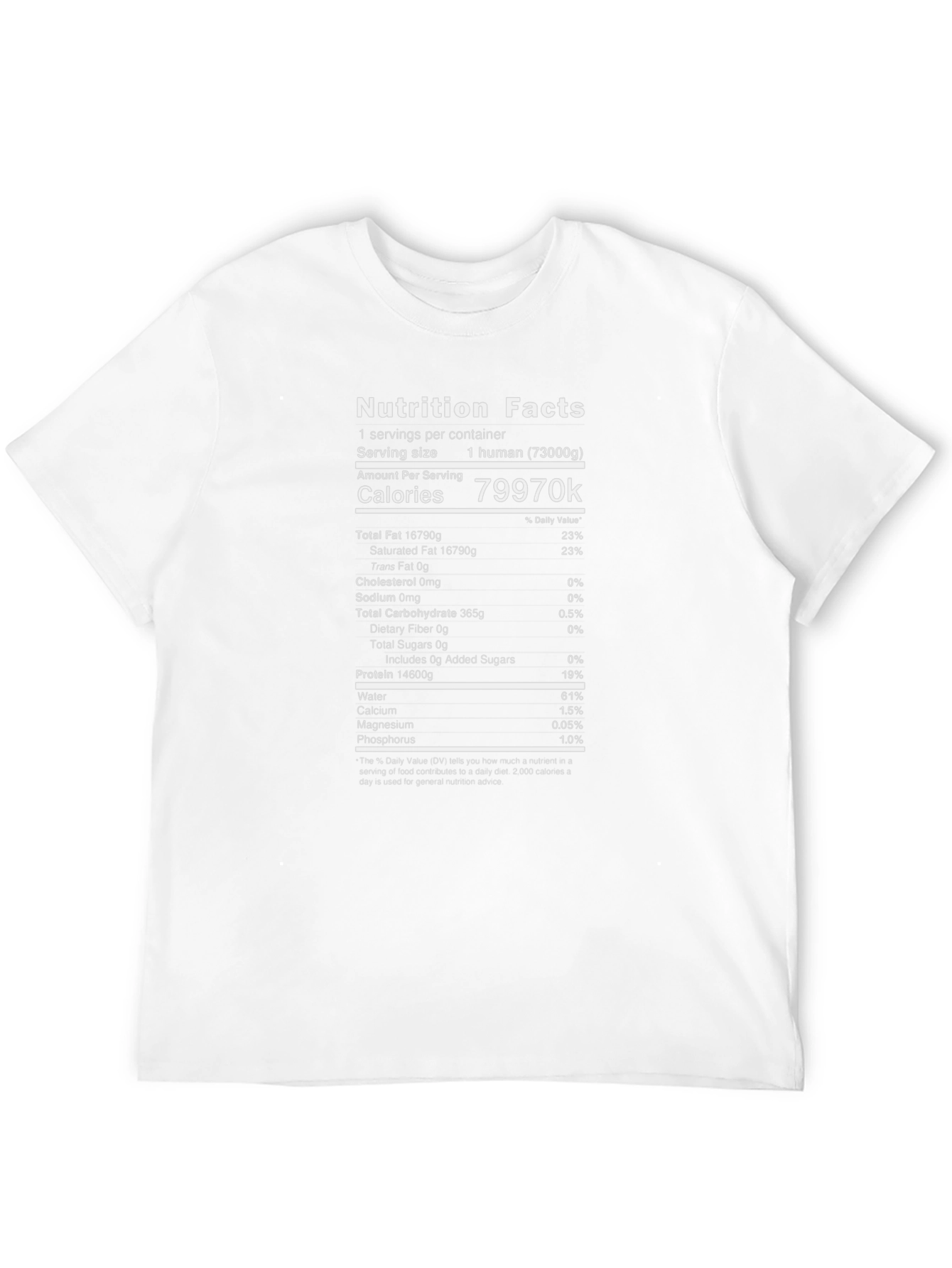 Nutrition Facts Human Calories T-Shirt