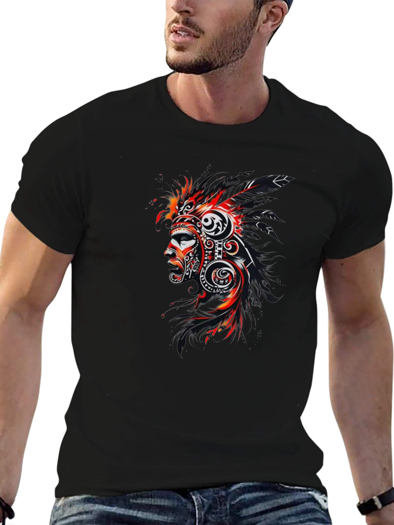 Tribal Mask Graphic Black T-Shirt