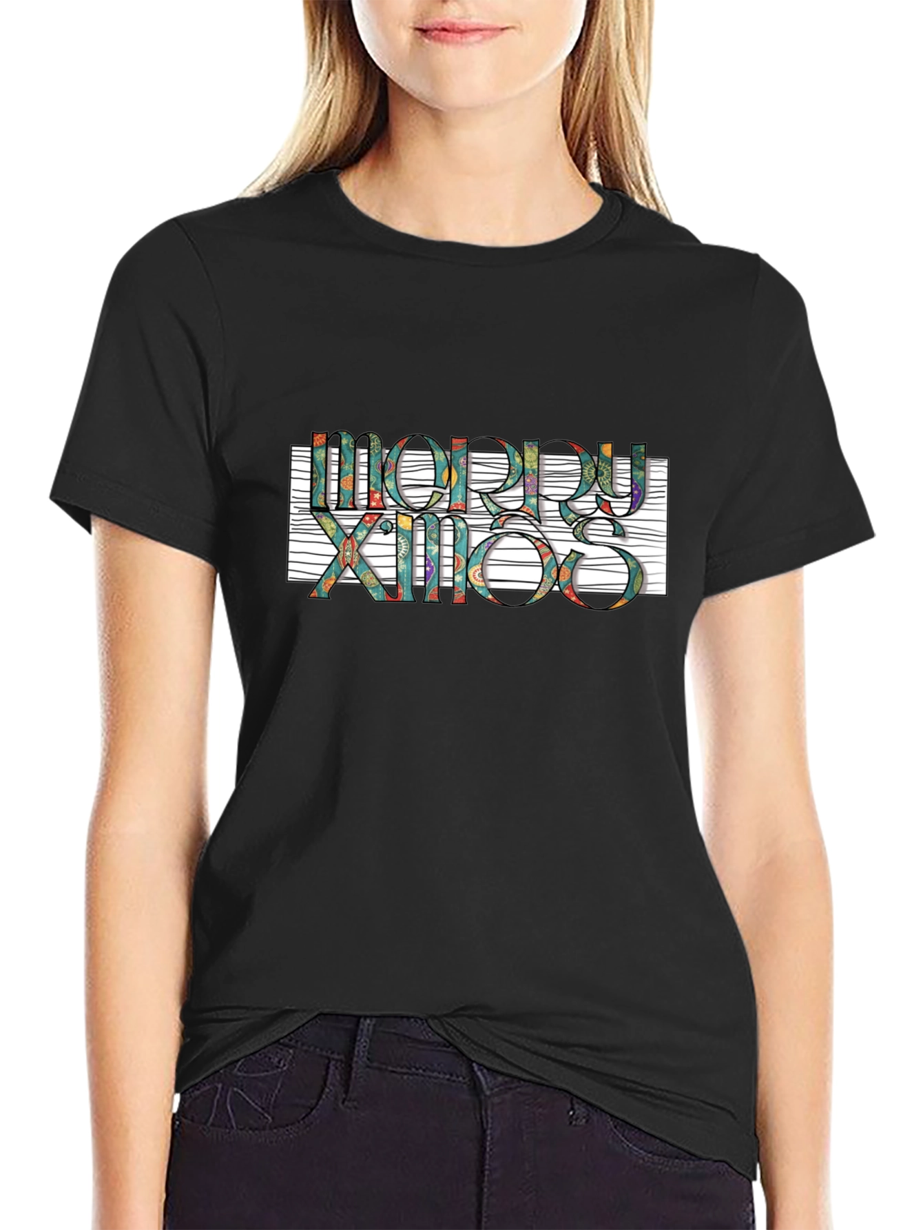 Festive Merry Xmas Graphic T-Shirt - Stylish Holiday Apparel