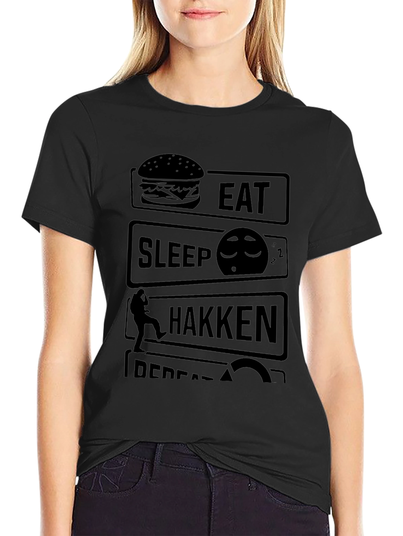 Eat Sleep Hakken Repeat Black T-Shirt