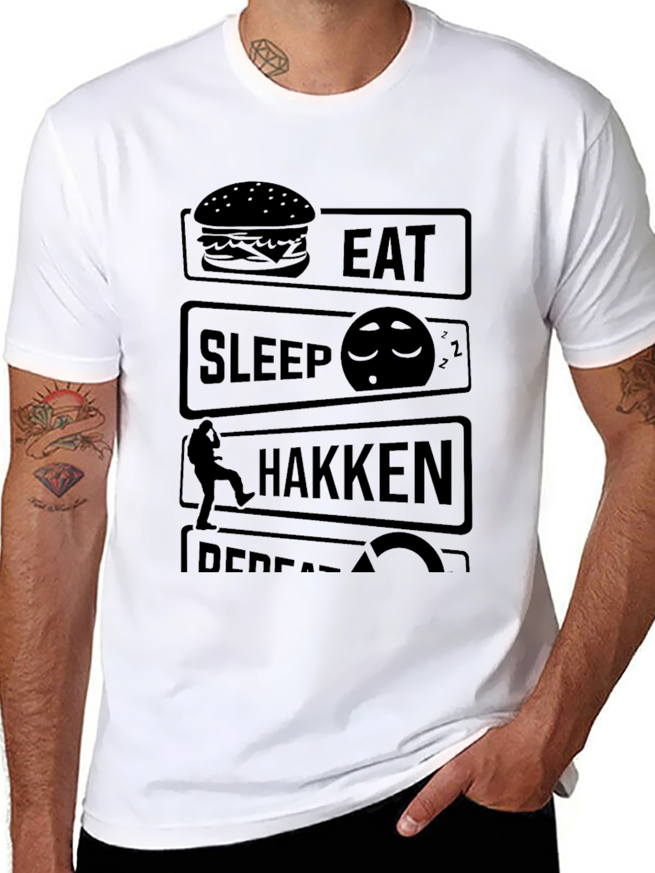 Eat Sleep Hakken Repeat Black T-Shirt