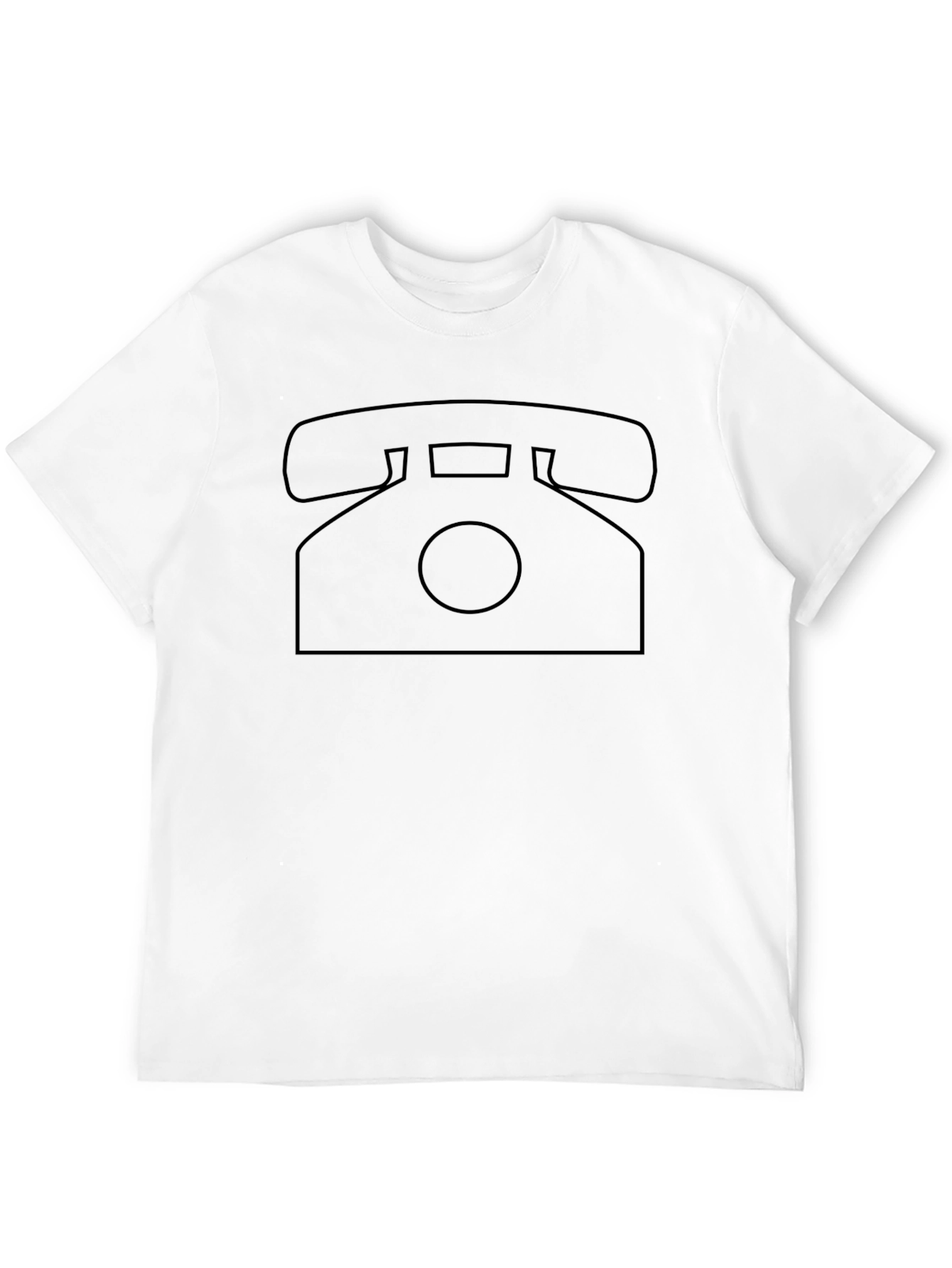 Retro Telephone Outline Black T-Shirt