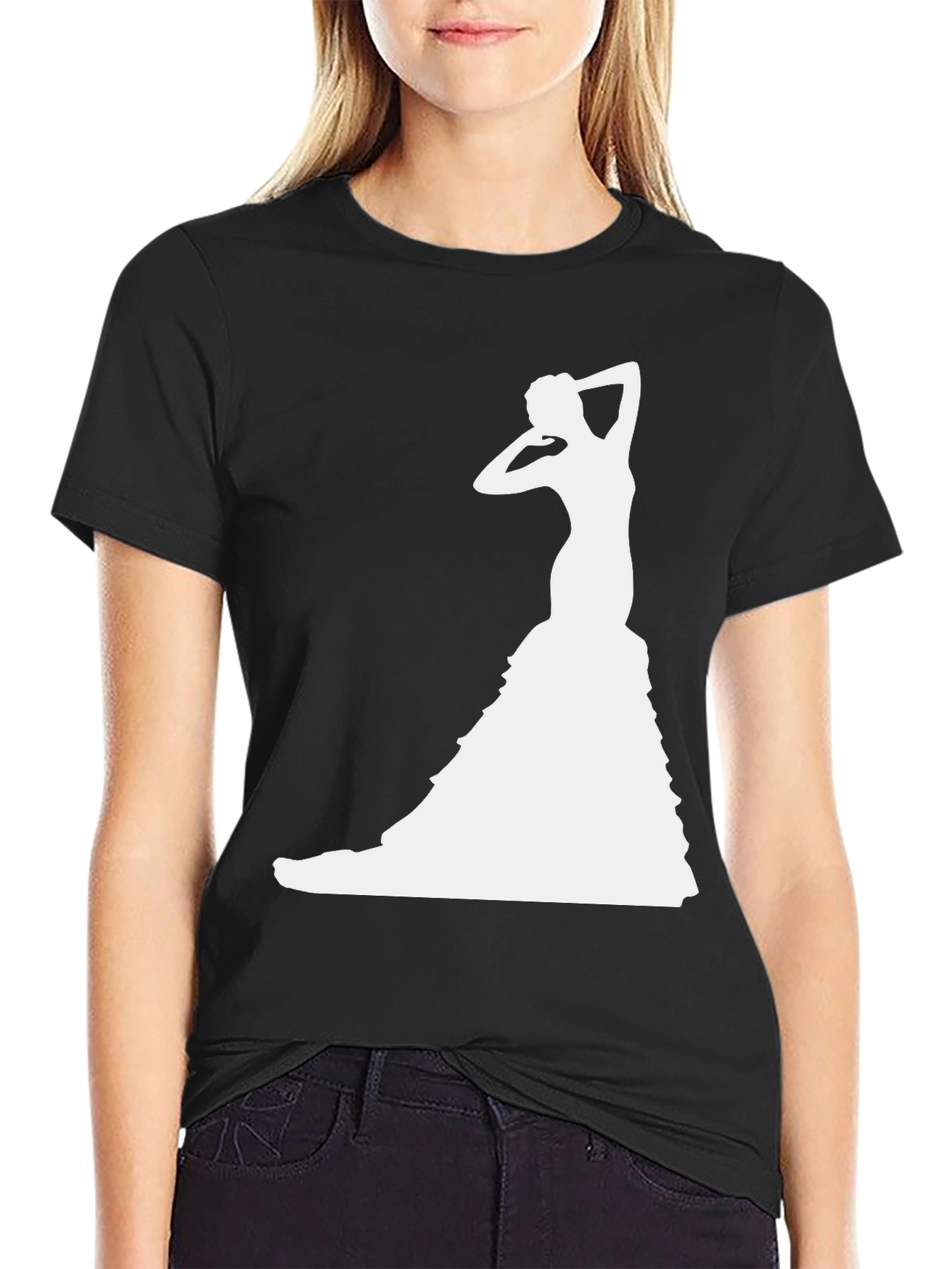 Elegant Dancer Graphic Tee - Stylish Silhouette Shirt