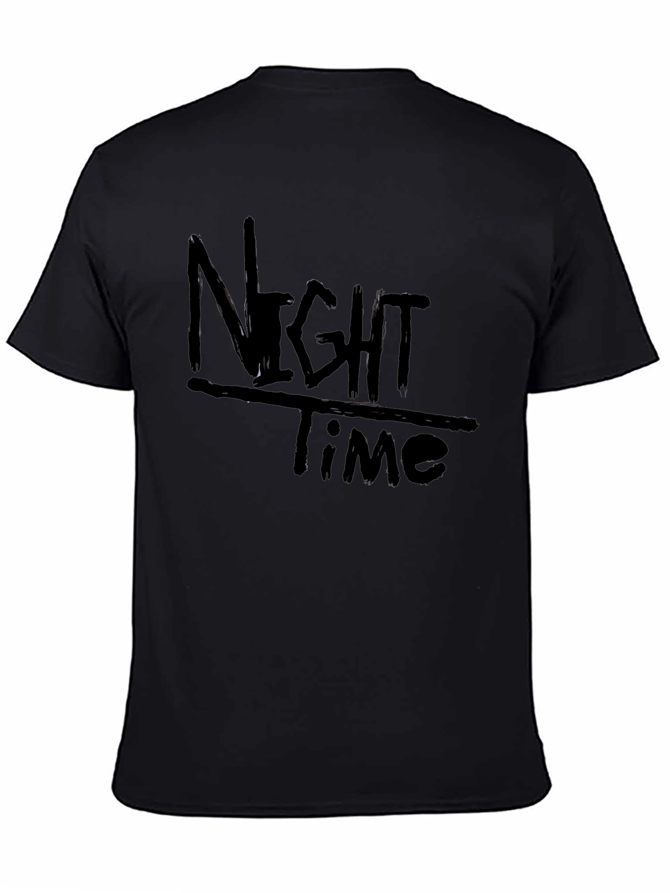 Night Time Black Graphic Tee Casual Comfort Style