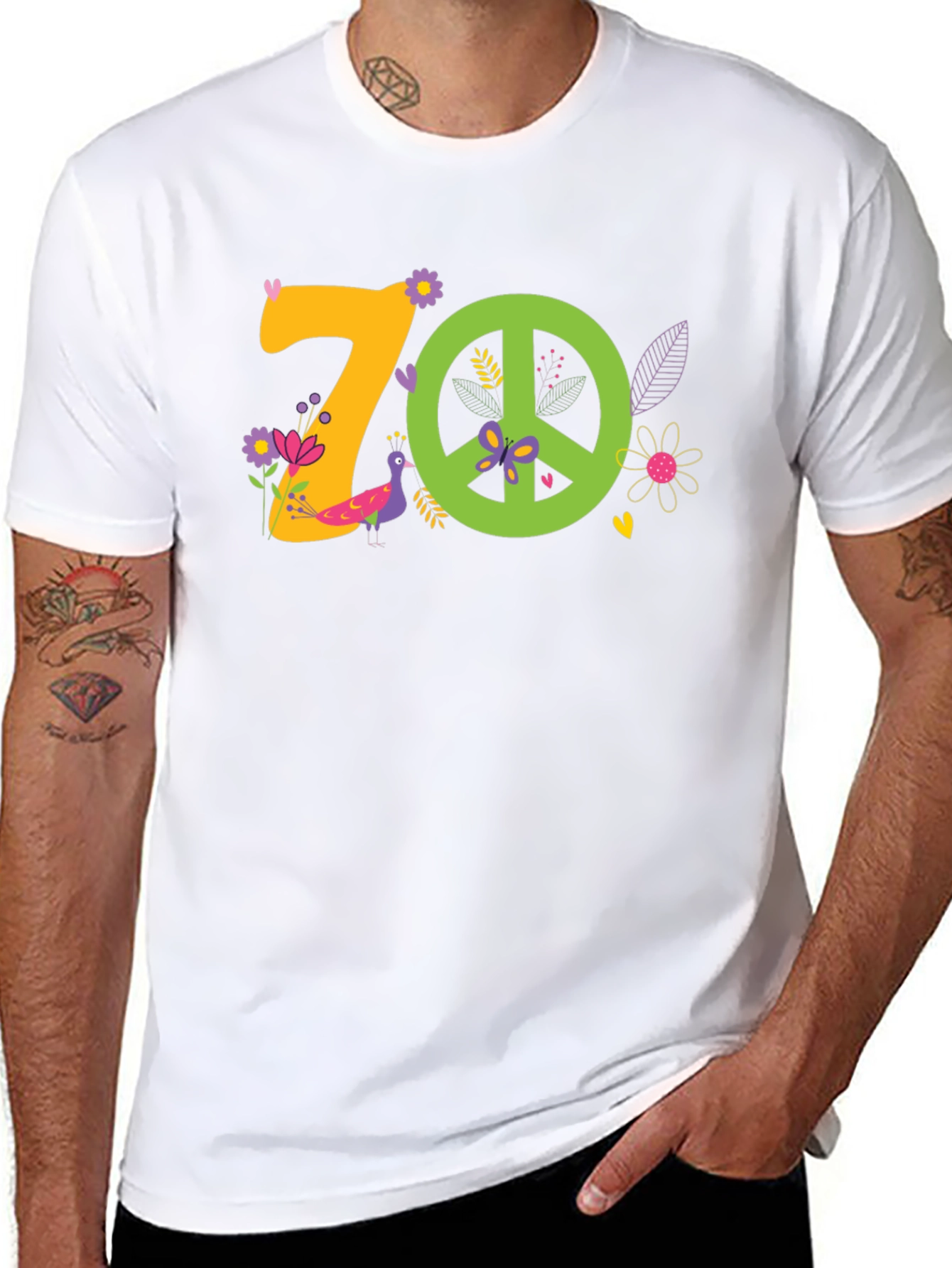 70s Peace Sign Graphic Tee - Retro Vibe
