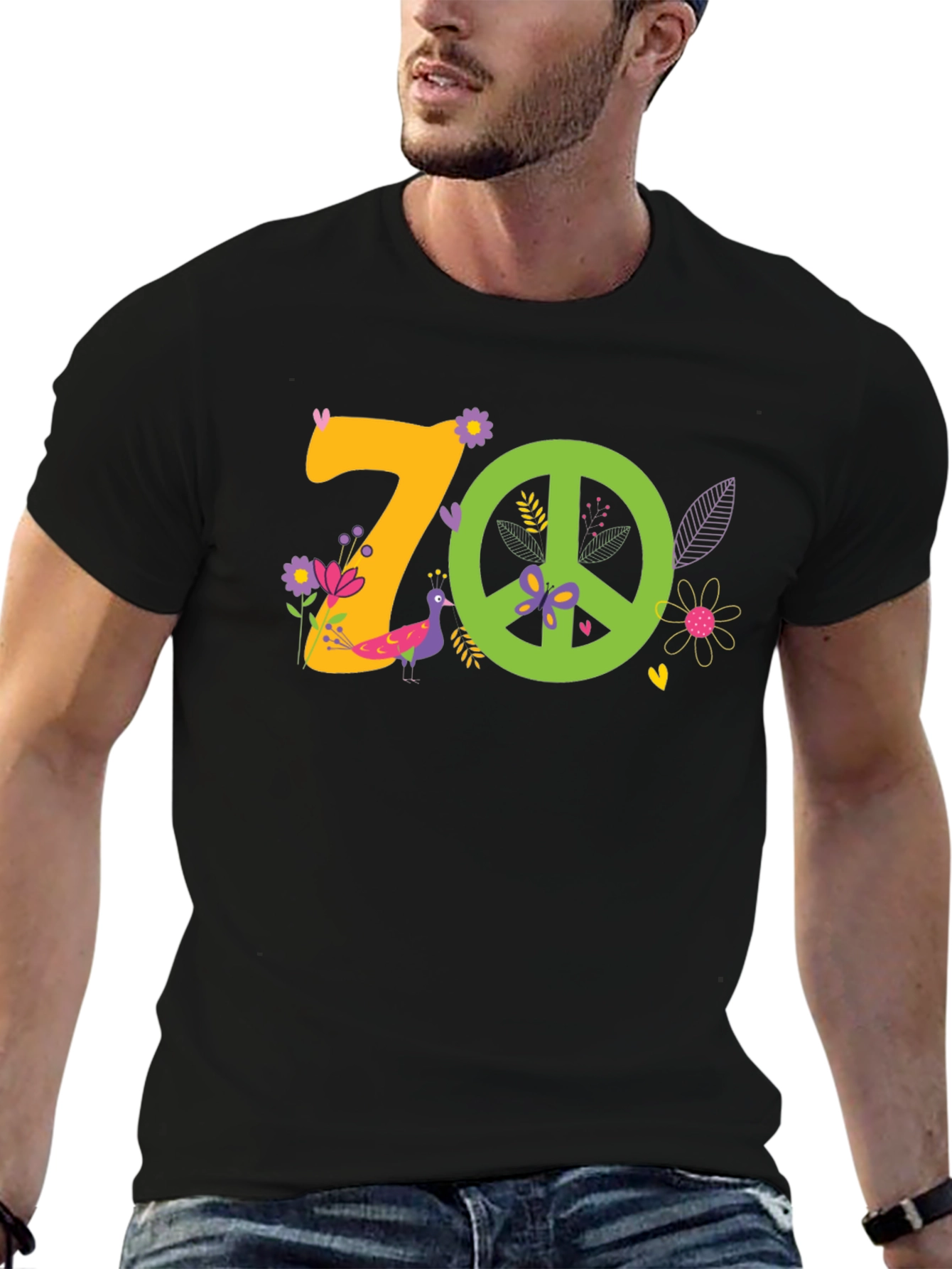 70s Peace Sign Graphic Tee - Retro Vibe