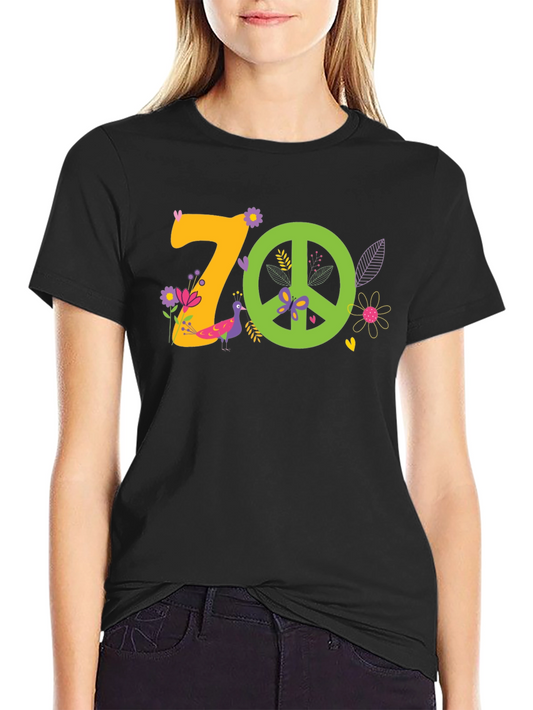 70s Peace Sign Graphic Tee - Retro Vibe