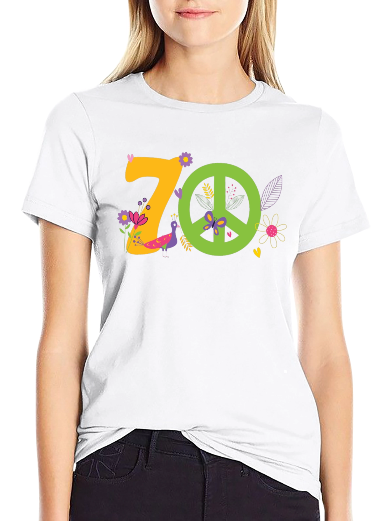 70s Peace Sign Graphic Tee - Retro Vibe