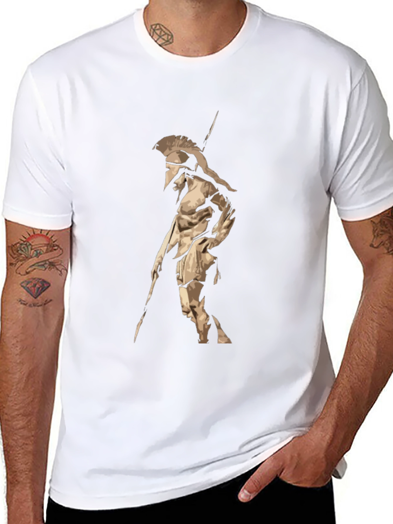 Spartan Warrior Graphic T-Shirt - Black Cotton Tee