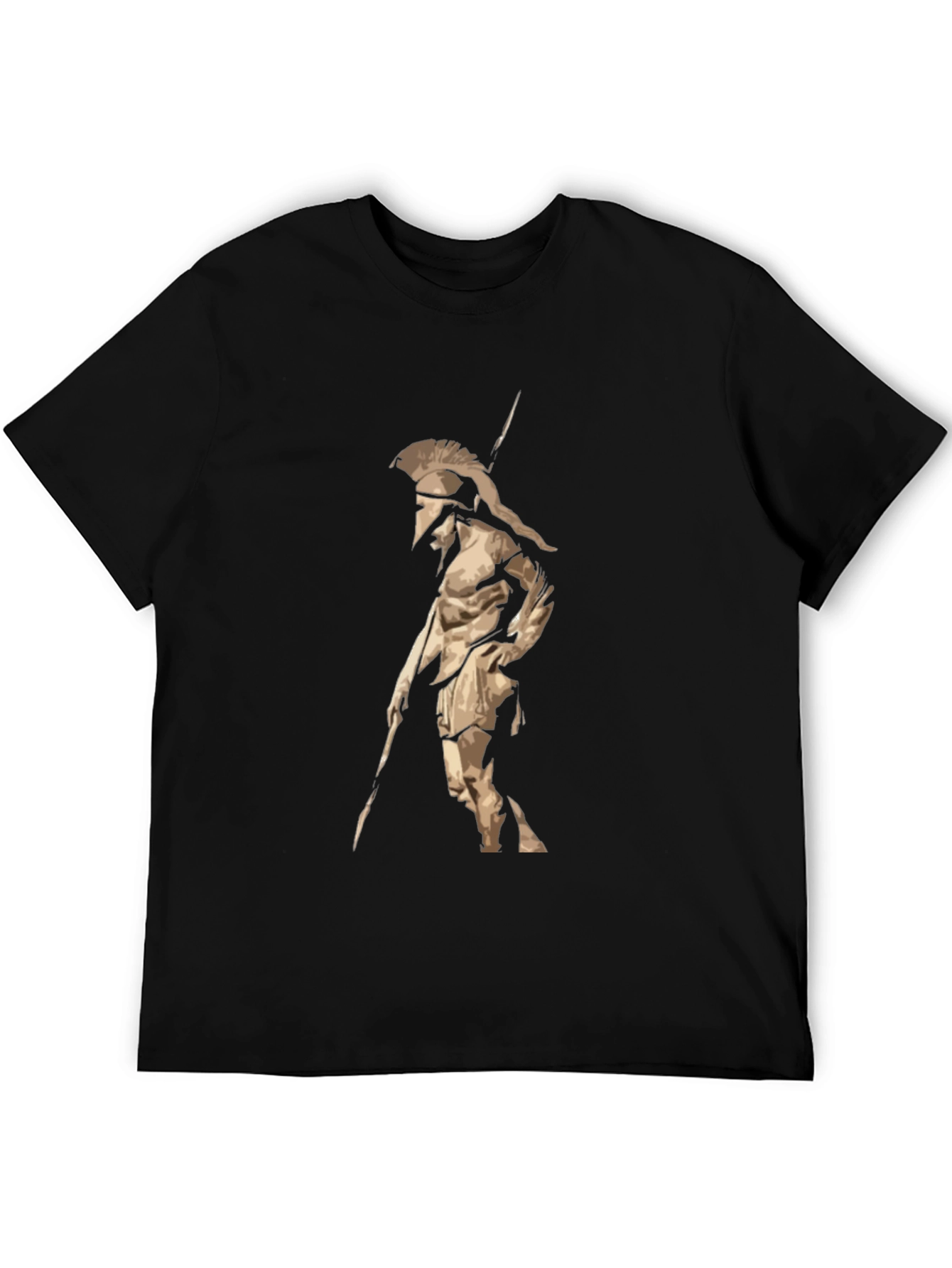 Spartan Warrior Graphic T-Shirt - Black Cotton Tee