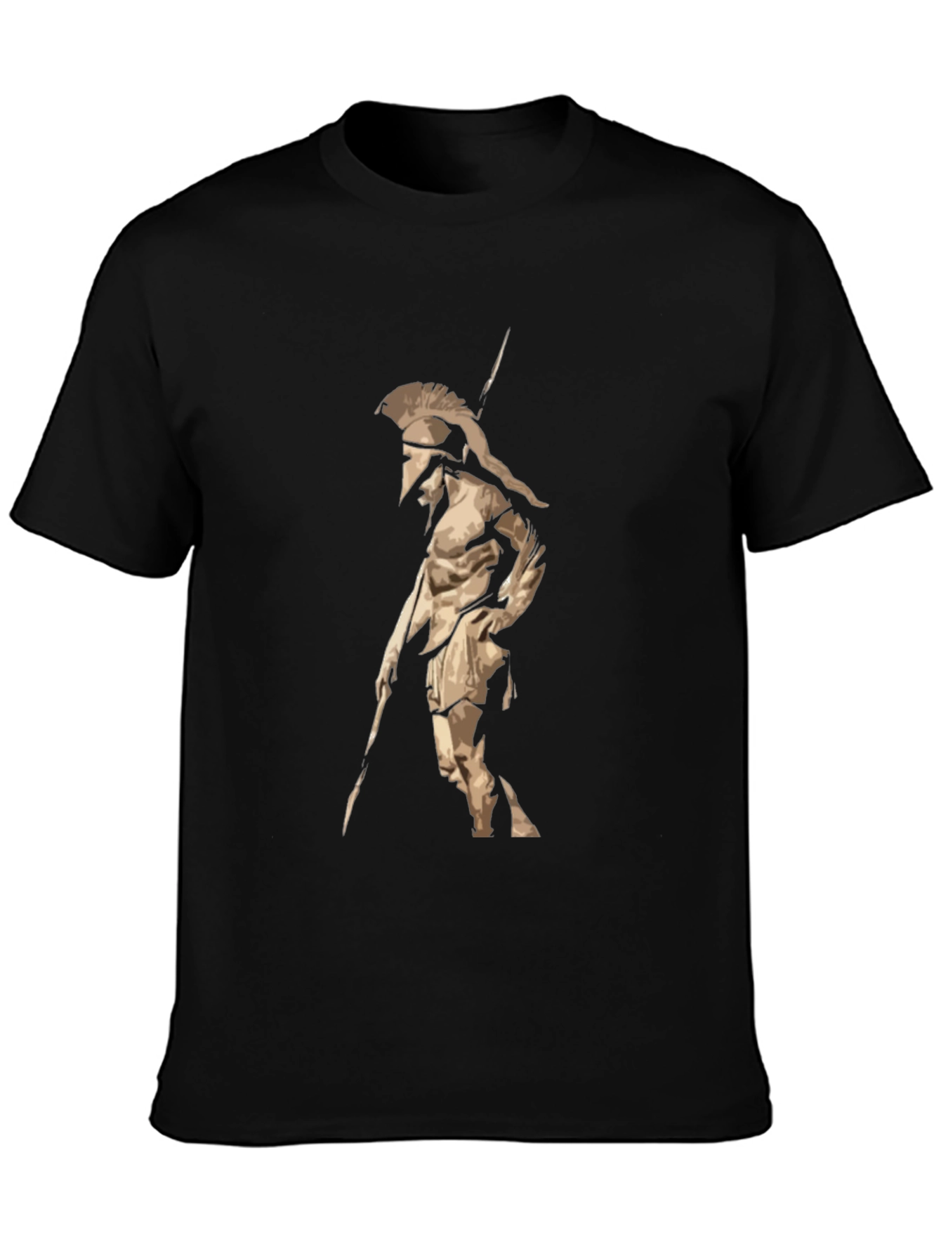 Spartan Warrior Graphic T-Shirt - Black Cotton Tee