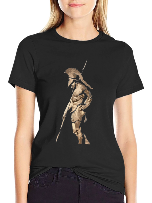 Spartan Warrior Graphic T-Shirt - Black Cotton Tee