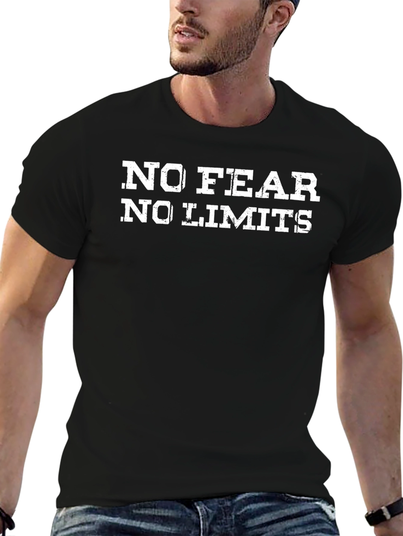 No Fear No Limits Graphic Tee - Black Cotton