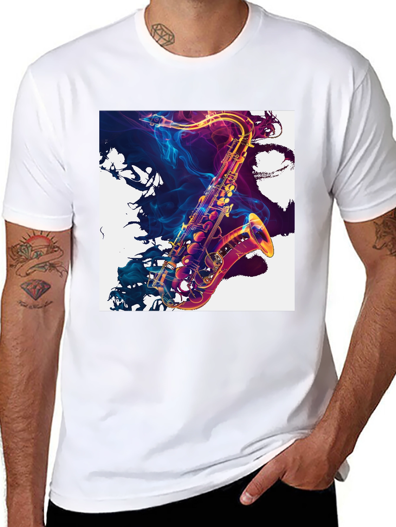 Saxophone Art Black T-Shirt: Musical Style