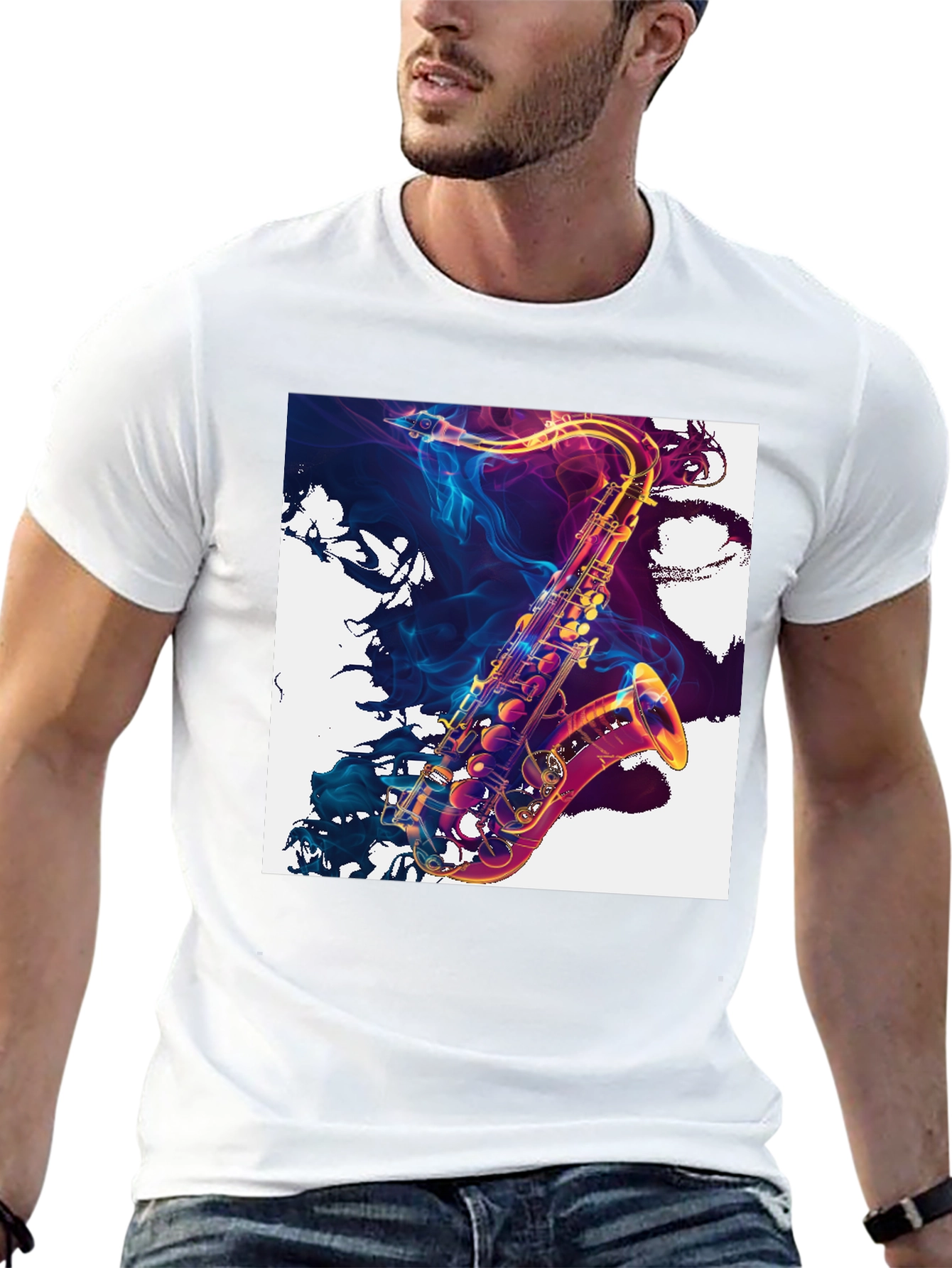 Saxophone Art Black T-Shirt: Musical Style