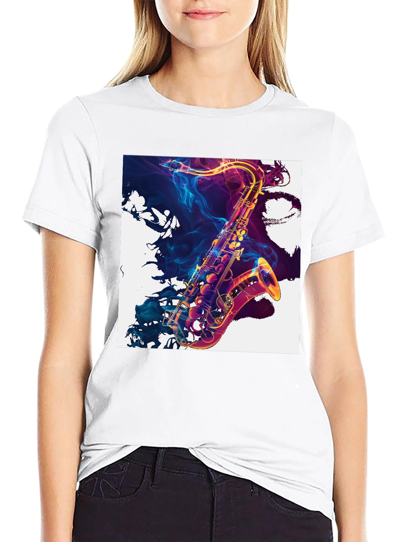 Saxophone Art Black T-Shirt: Musical Style
