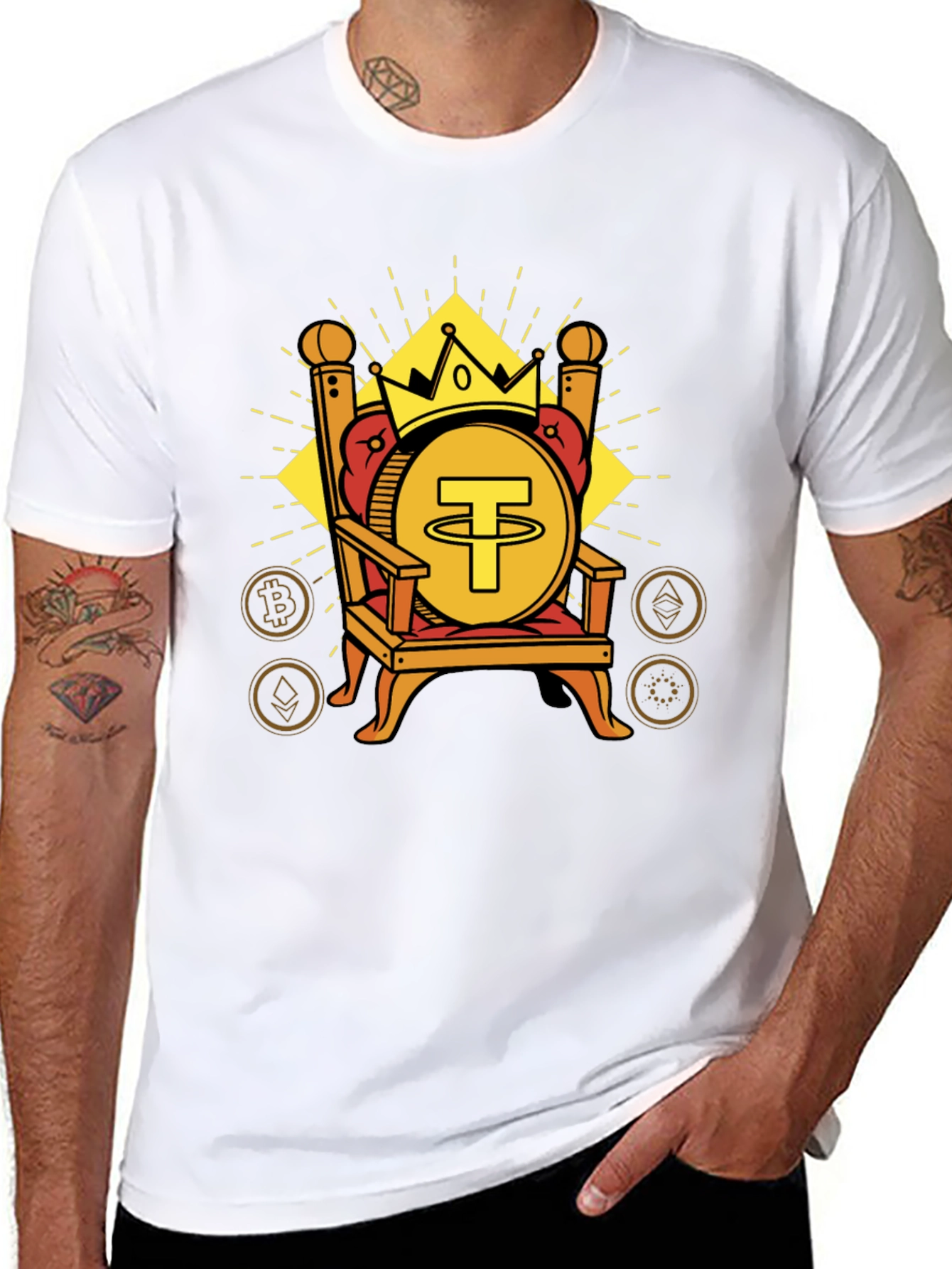 Crypto King T-Shirt - Tether USDT Throne Design