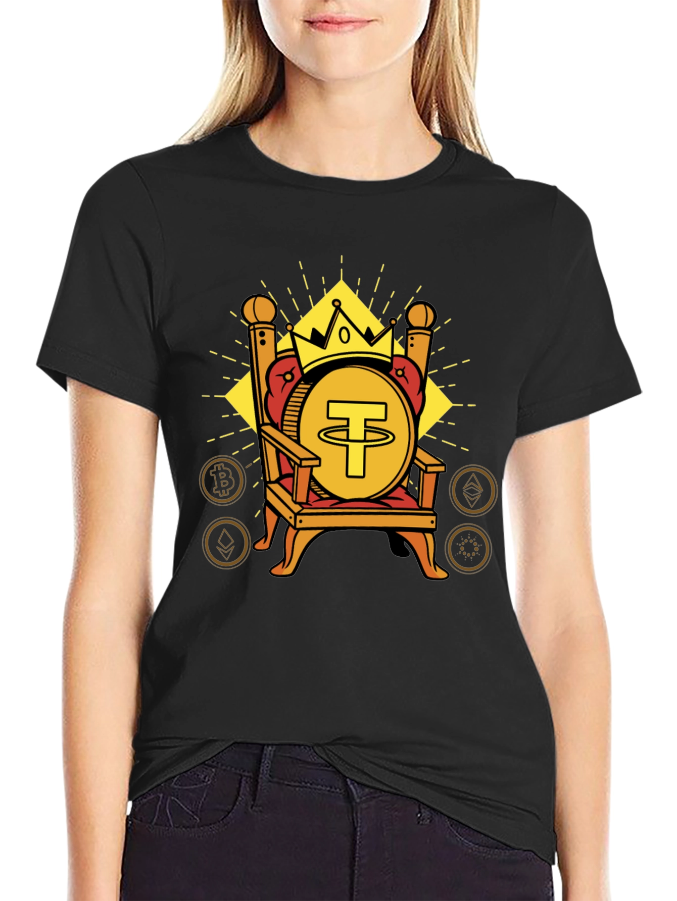Crypto King T-Shirt - Tether USDT Throne Design