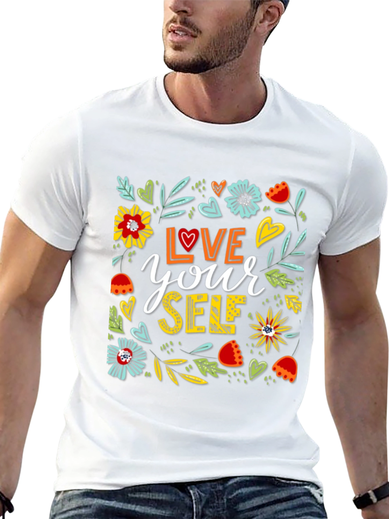 Love Yourself Graphic Tee - Floral Design