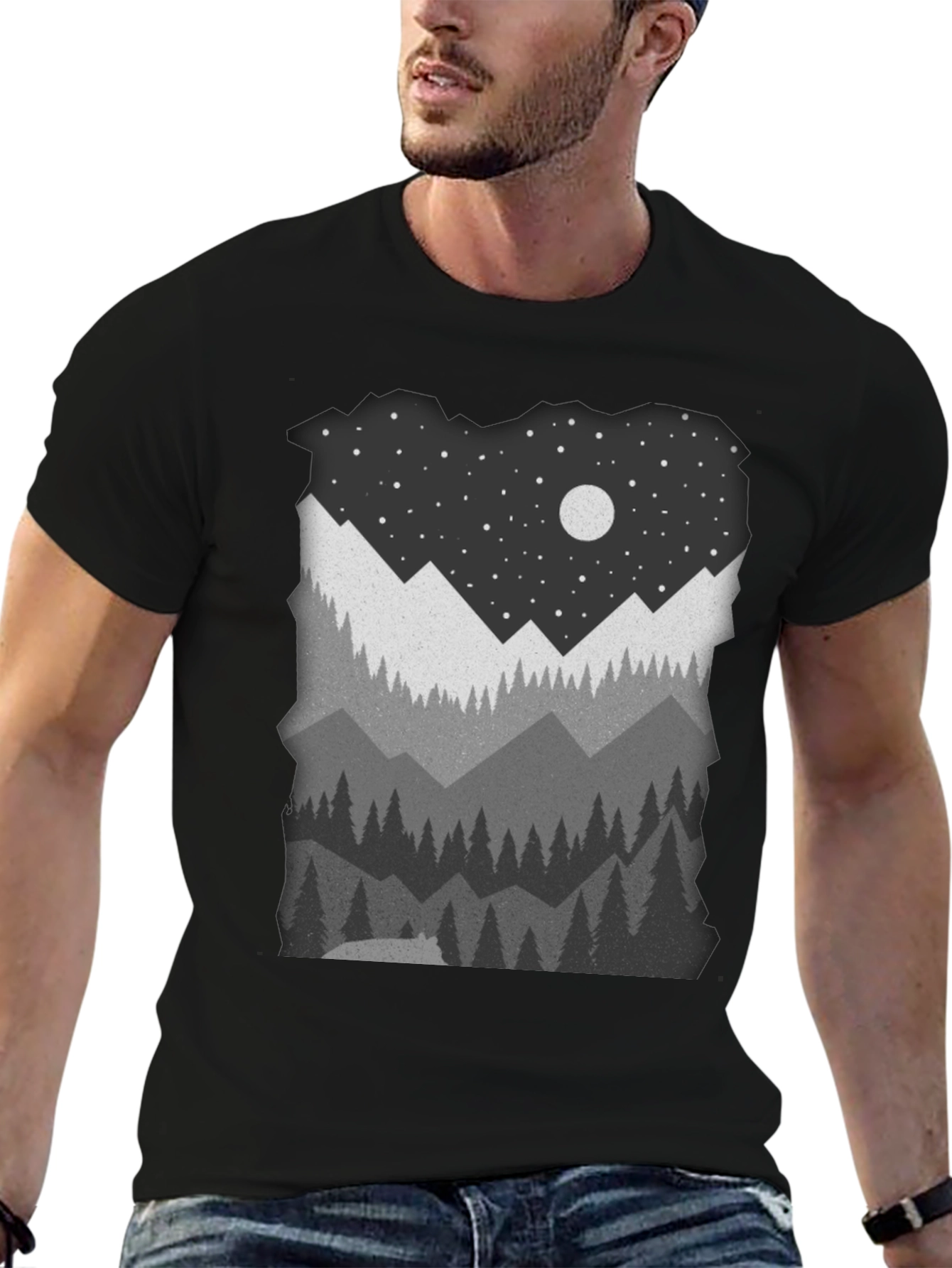 Mountain Nightscape Graphic Tee - Nature Inspired Apparel