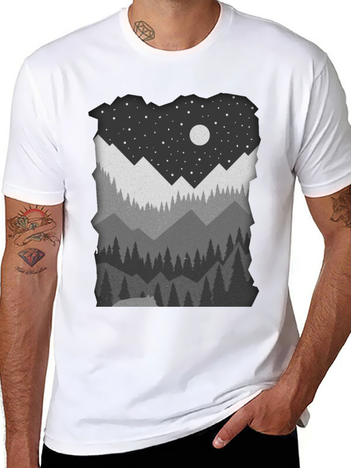Mountain Nightscape Graphic Tee - Nature Inspired Apparel