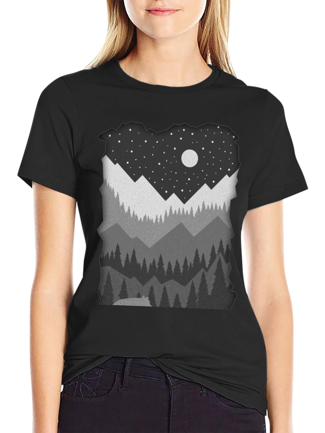 Mountain Nightscape Graphic Tee - Nature Inspired Apparel