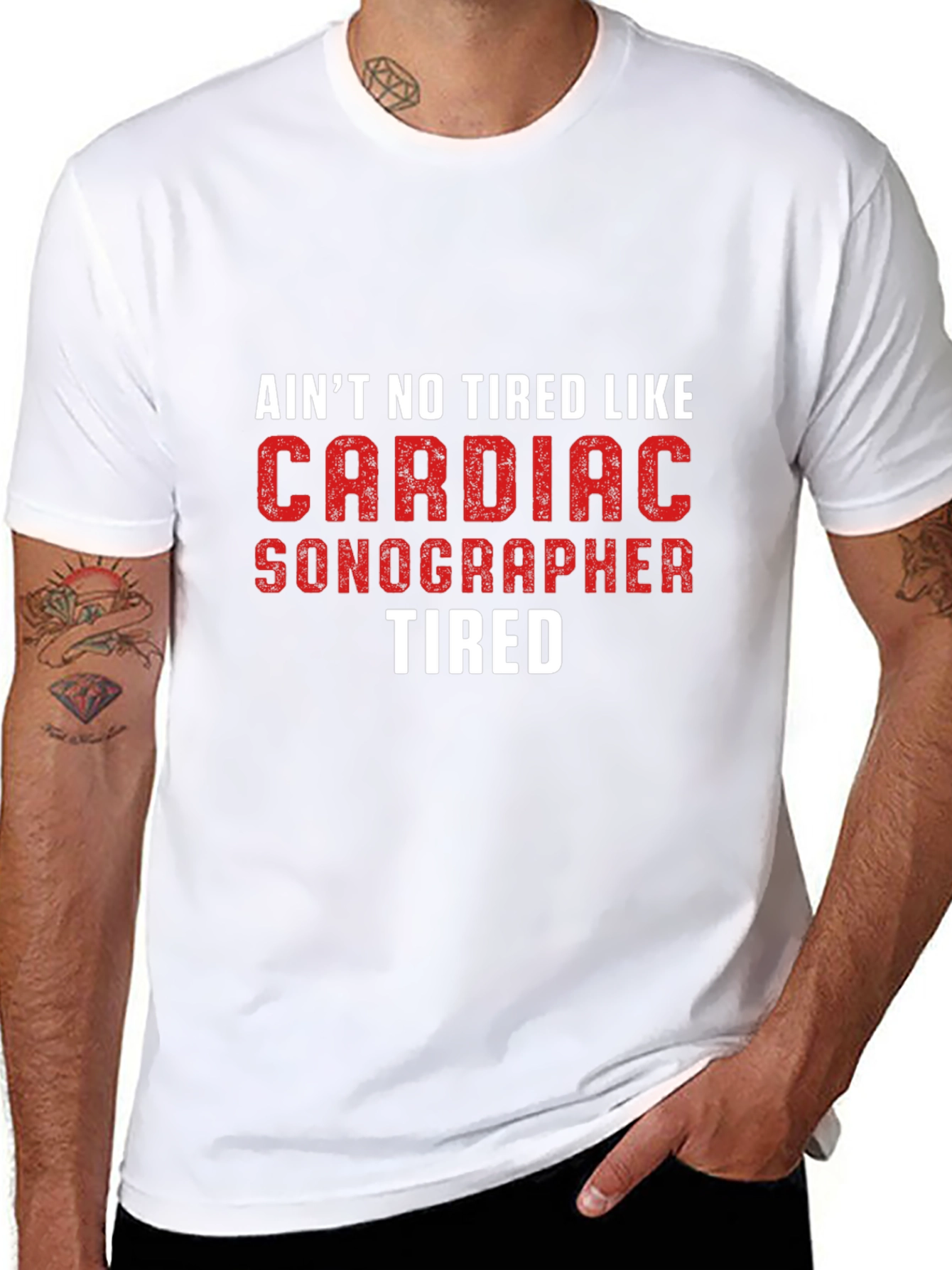 Cardiac Sonographer Tired Black T-Shirt