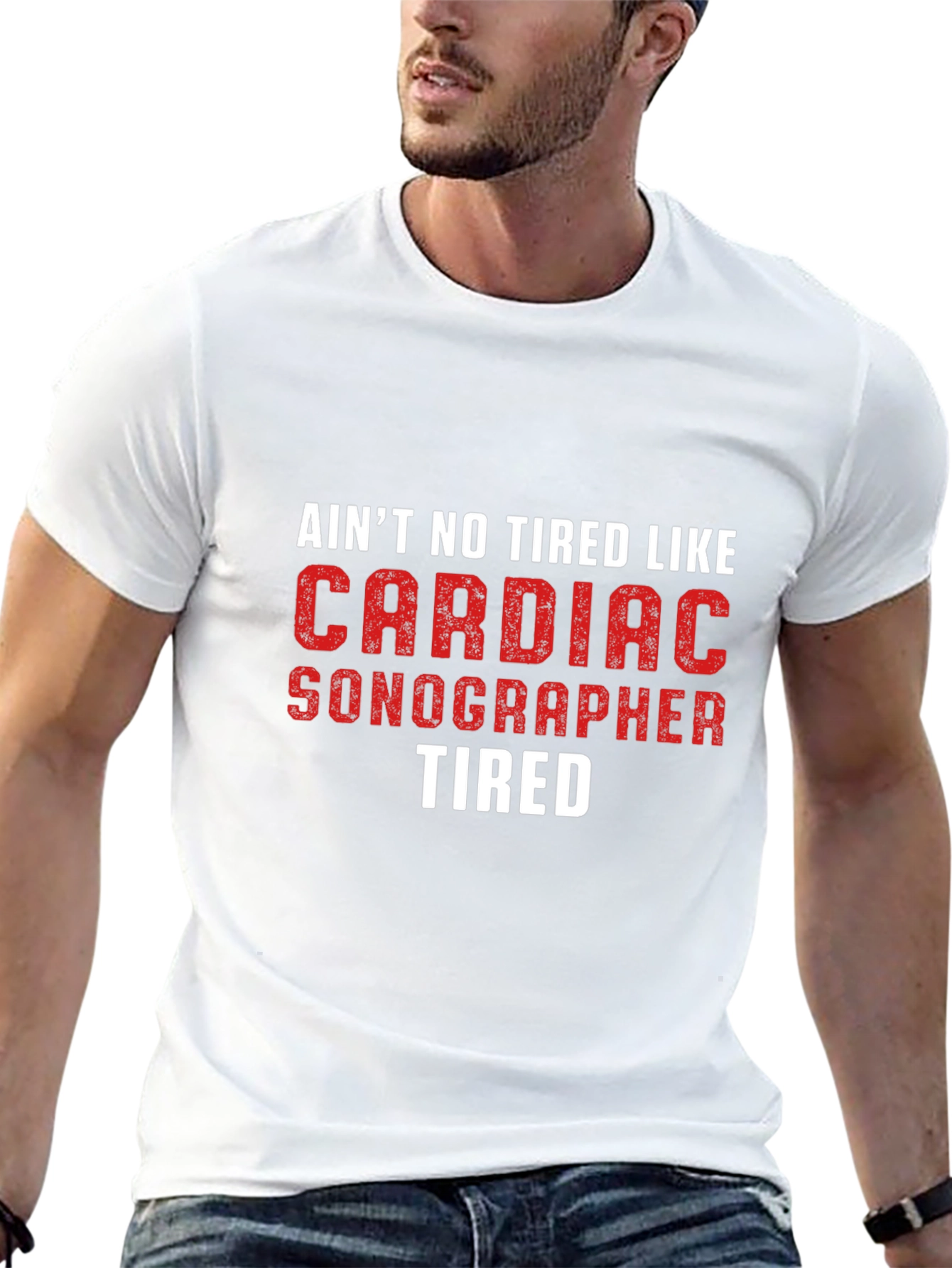 Cardiac Sonographer Tired Black T-Shirt