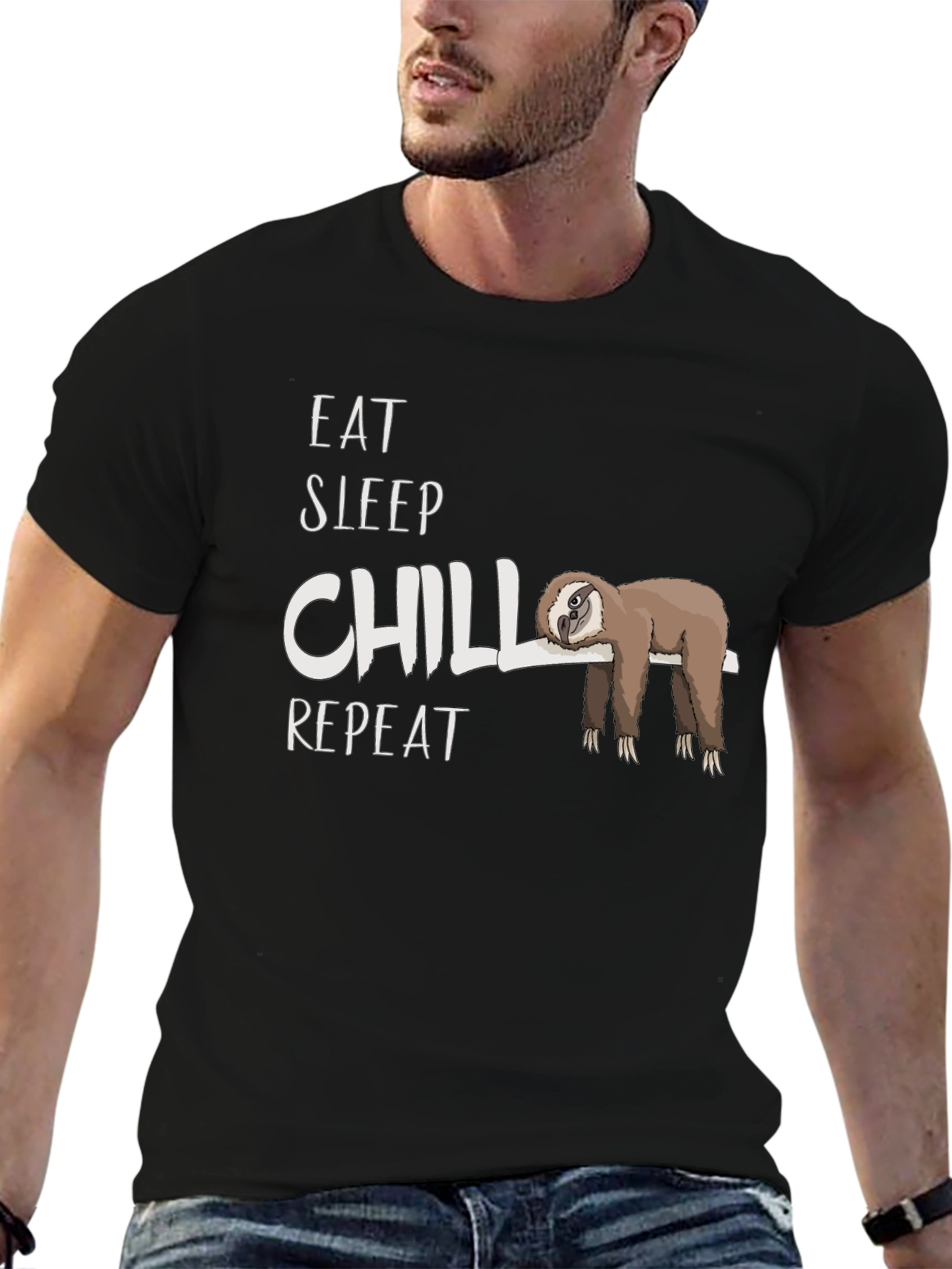 Eat Sleep Chill Repeat Sloth Graphic T-Shirt