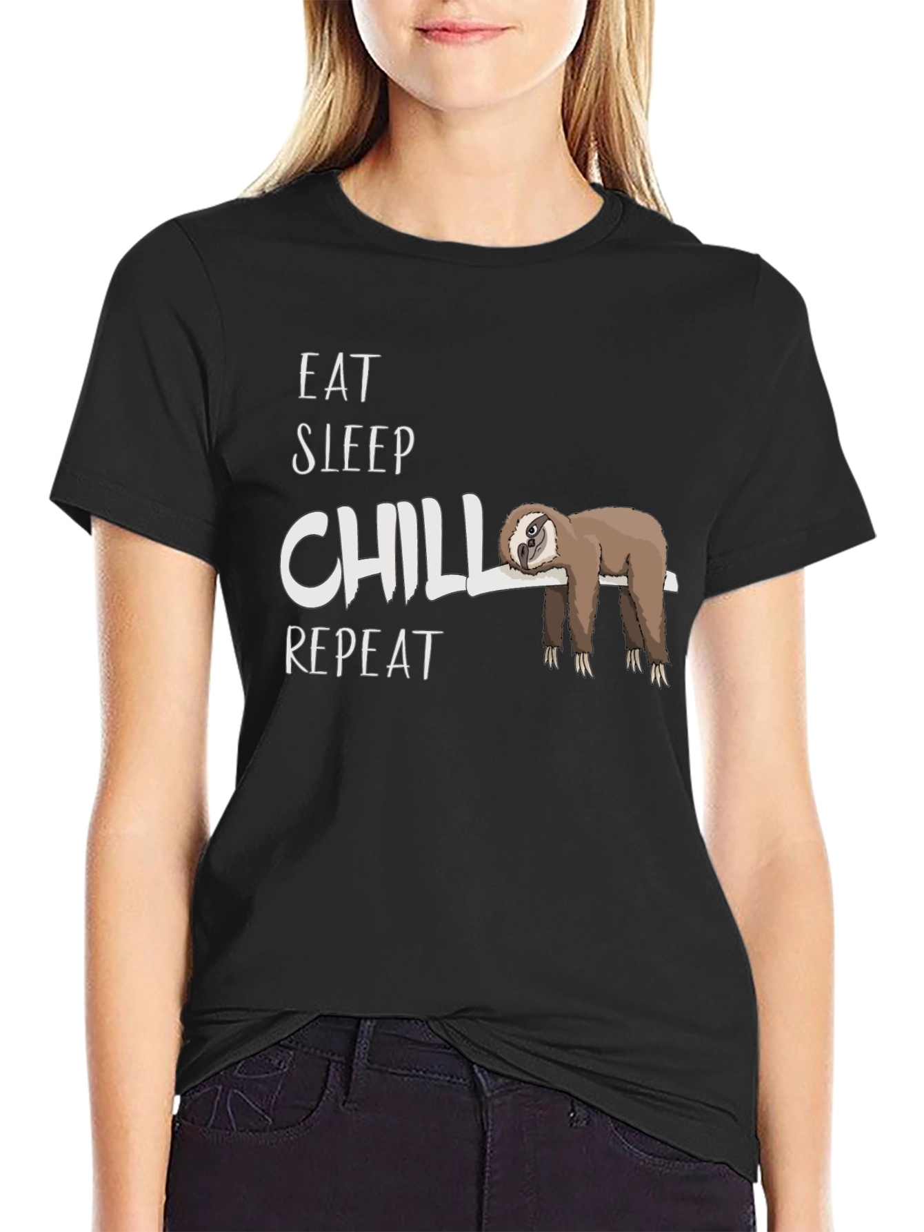 Eat Sleep Chill Repeat Sloth Graphic T-Shirt