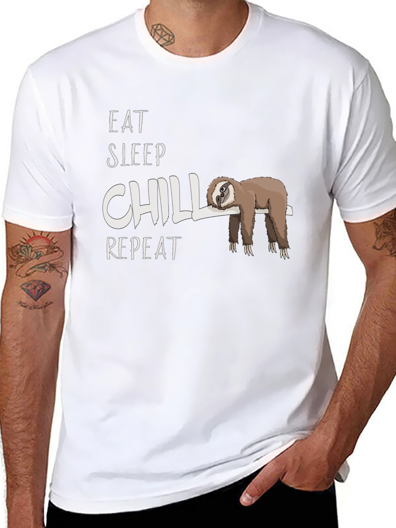 Eat Sleep Chill Repeat Sloth Graphic T-Shirt