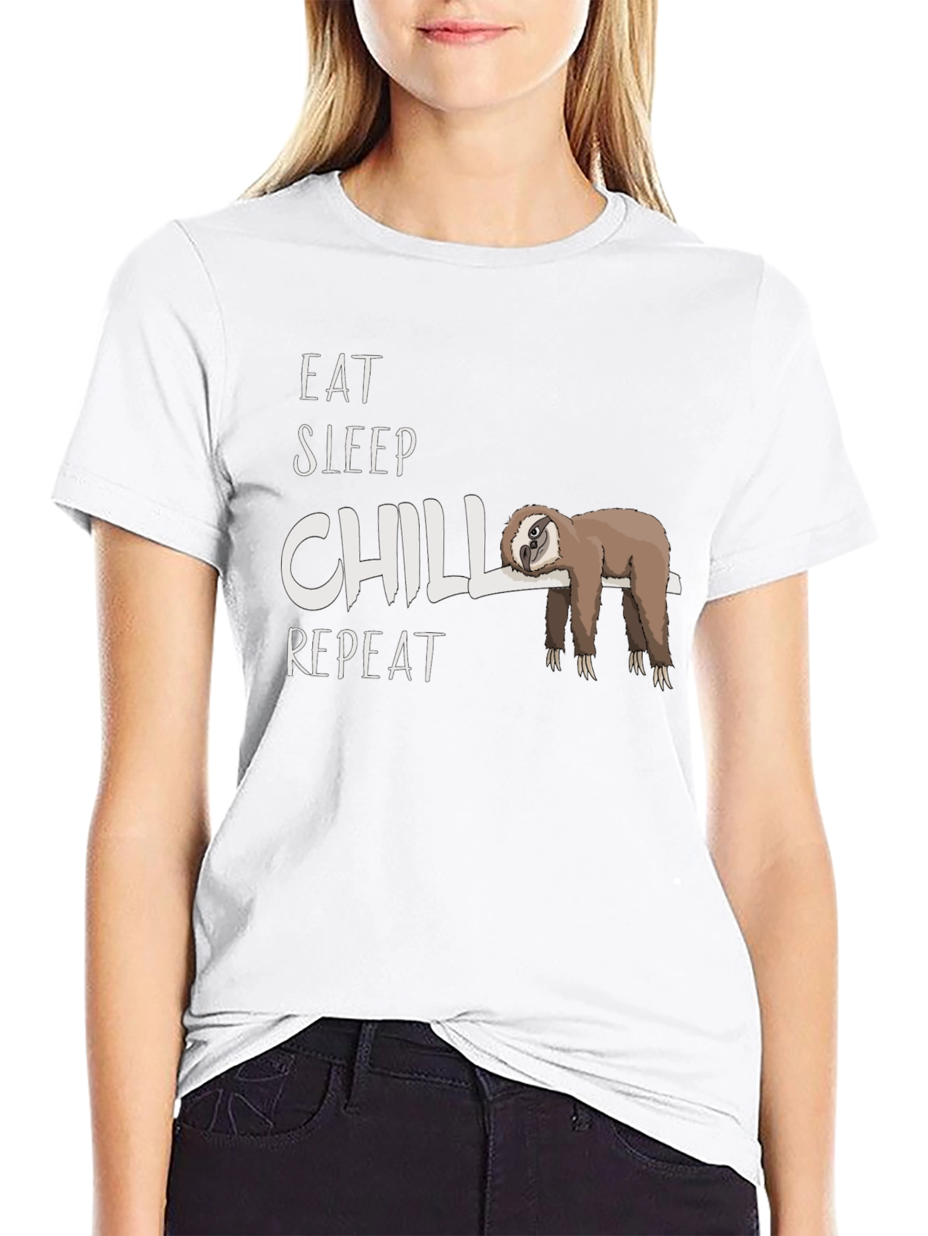Eat Sleep Chill Repeat Sloth Graphic T-Shirt