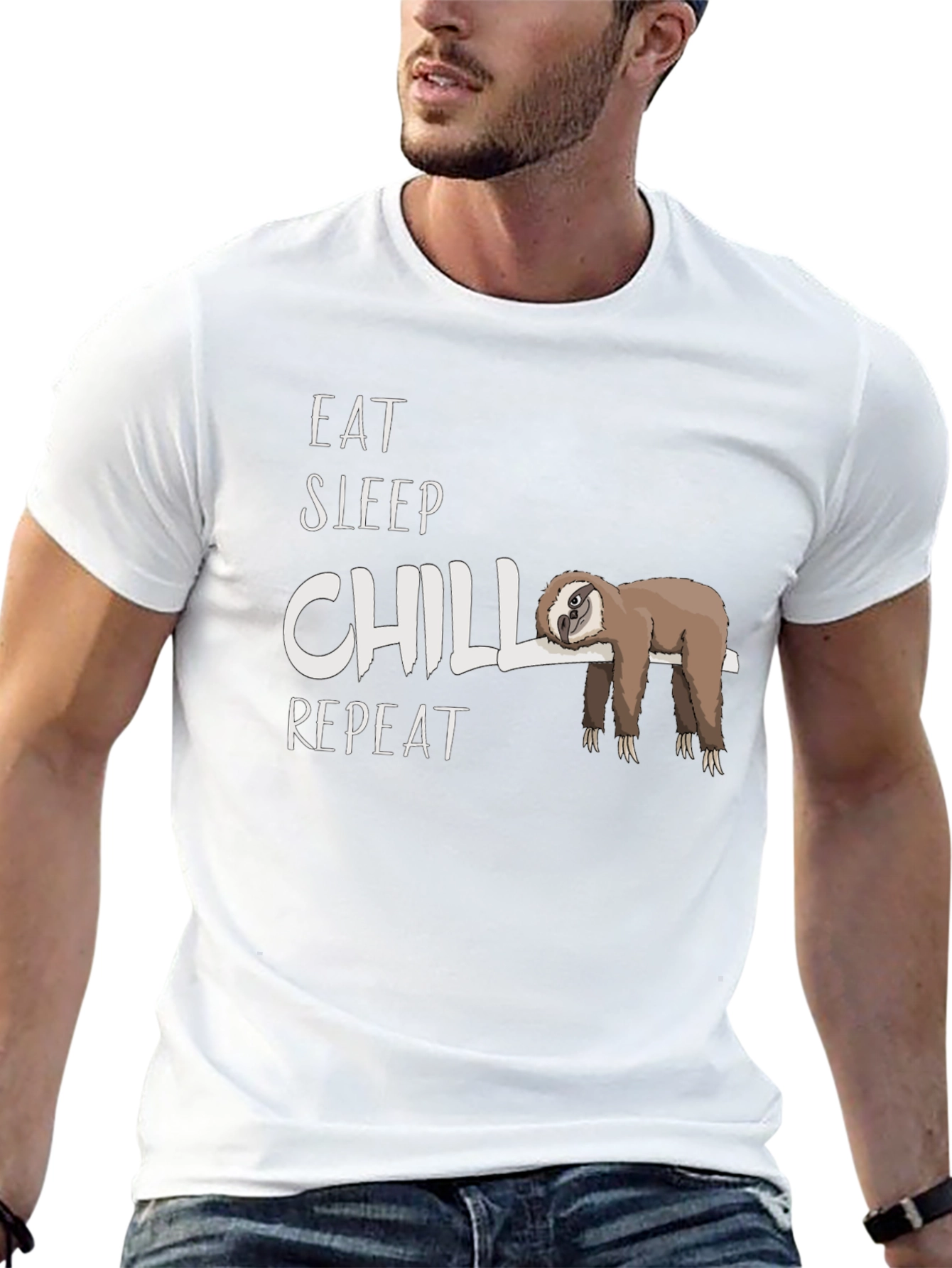 Eat Sleep Chill Repeat Sloth Graphic T-Shirt