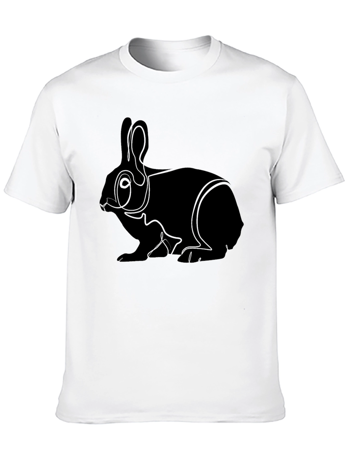Minimalist Rabbit Graphic T-Shirt - Black