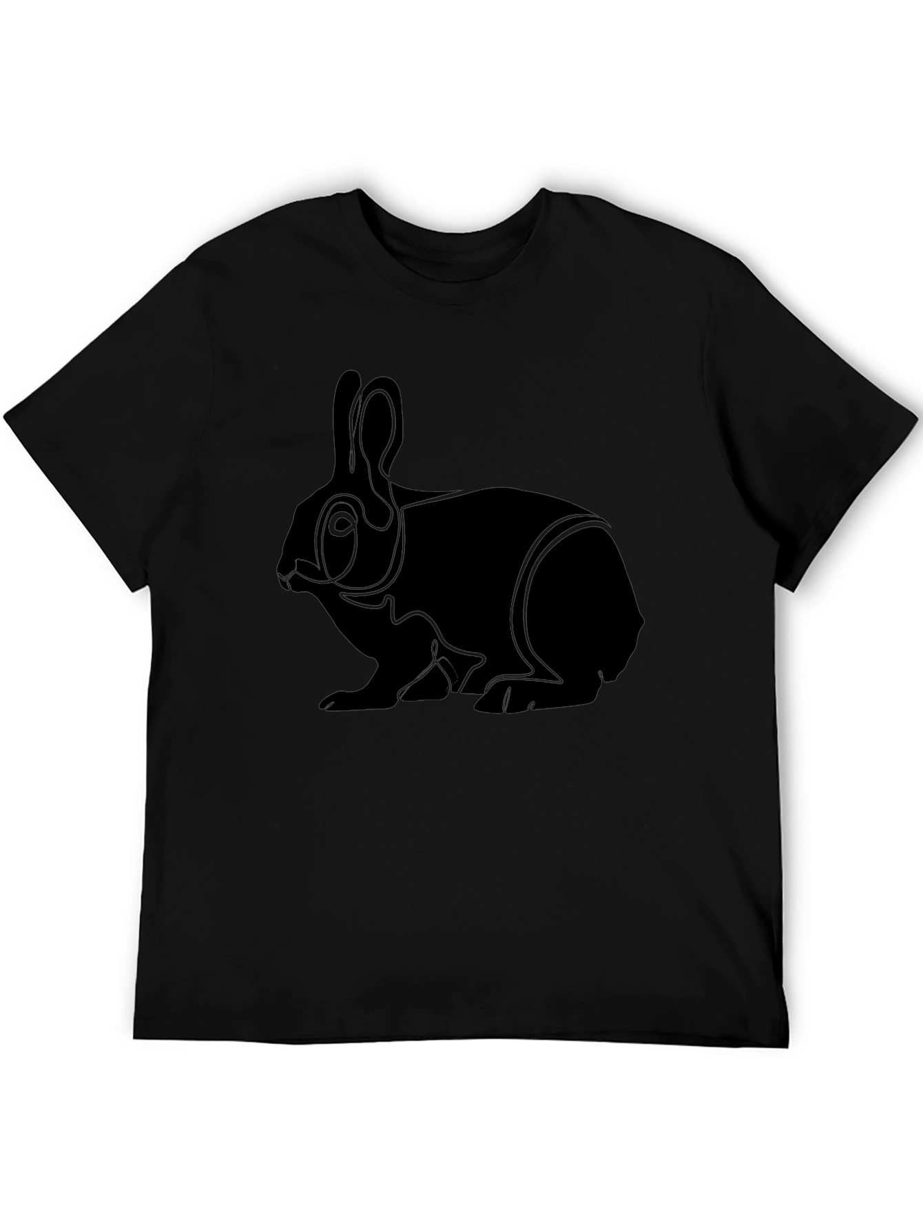 Minimalist Rabbit Graphic T-Shirt - Black
