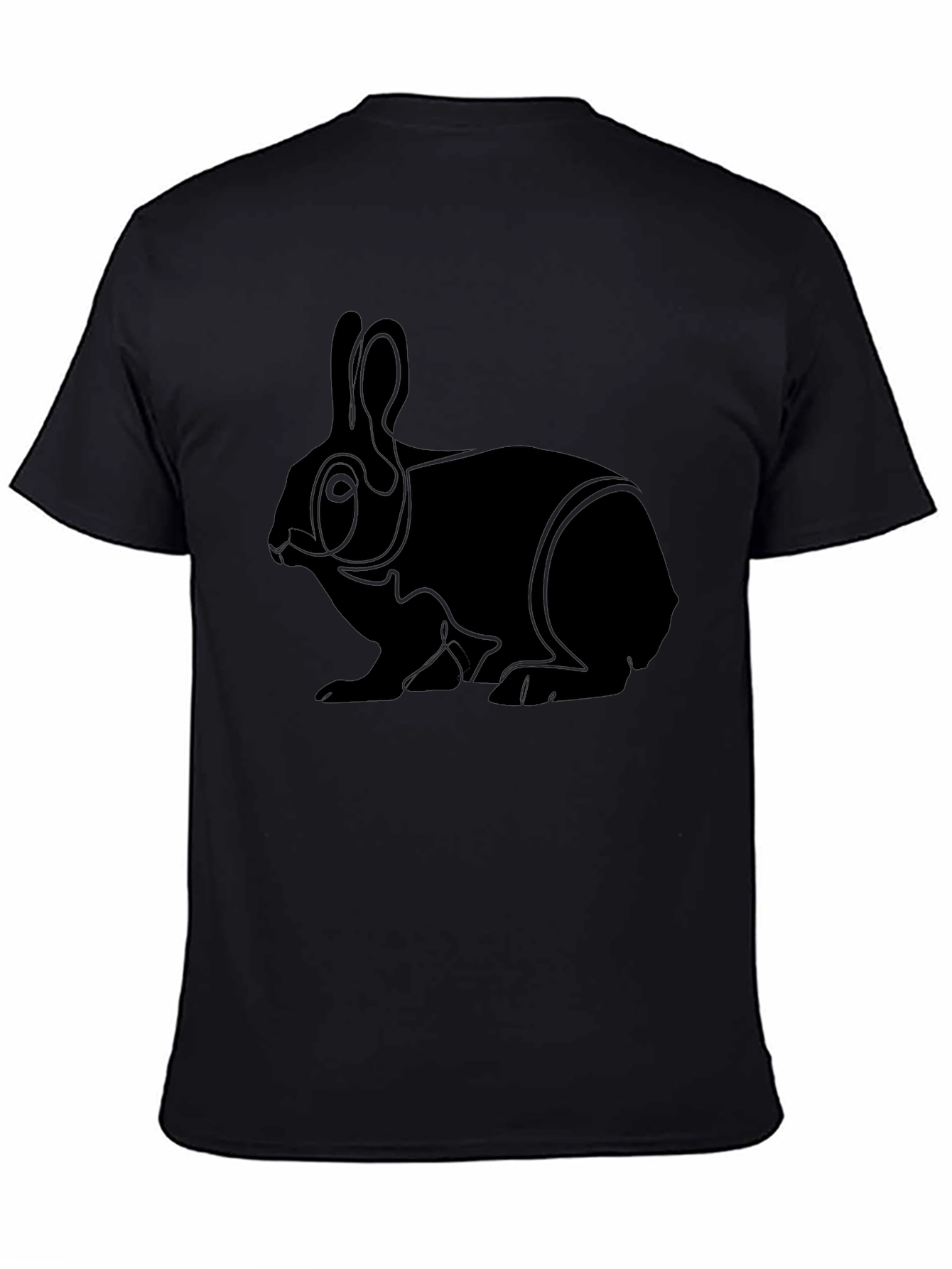 Minimalist Rabbit Graphic T-Shirt - Black
