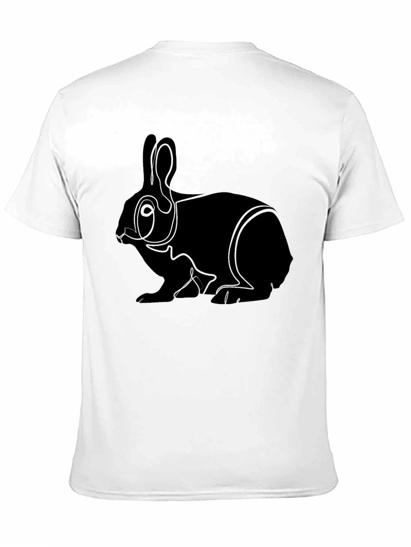 Minimalist Rabbit Graphic T-Shirt - Black