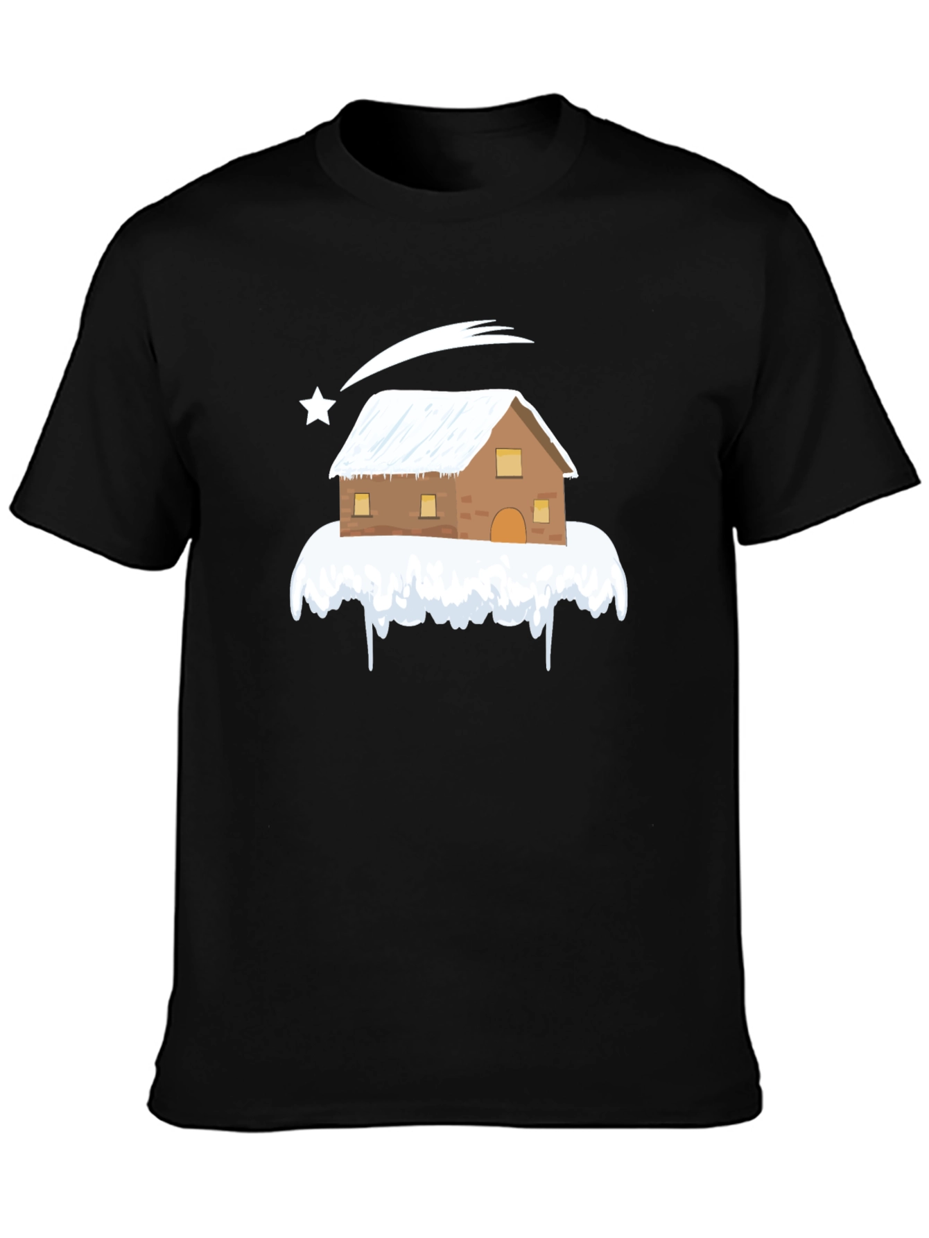 Snowy House Graphic T-Shirt - Winter Holiday Festive Tee