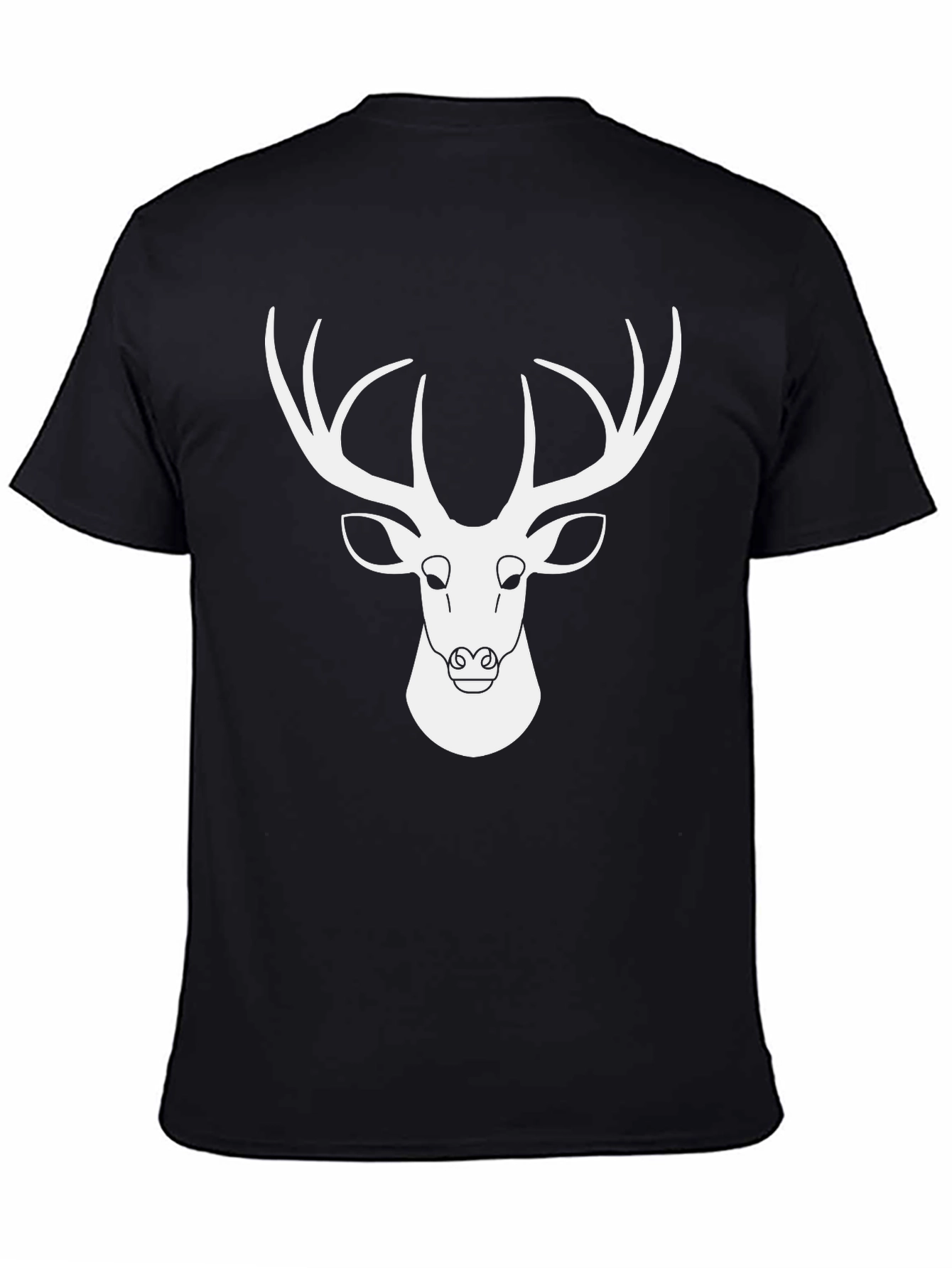 Deer Graphic Tee - Black Cotton Blend Casual Shirt