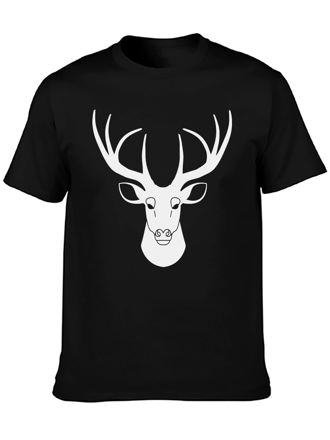 Deer Graphic Tee - Black Cotton Blend Casual Shirt