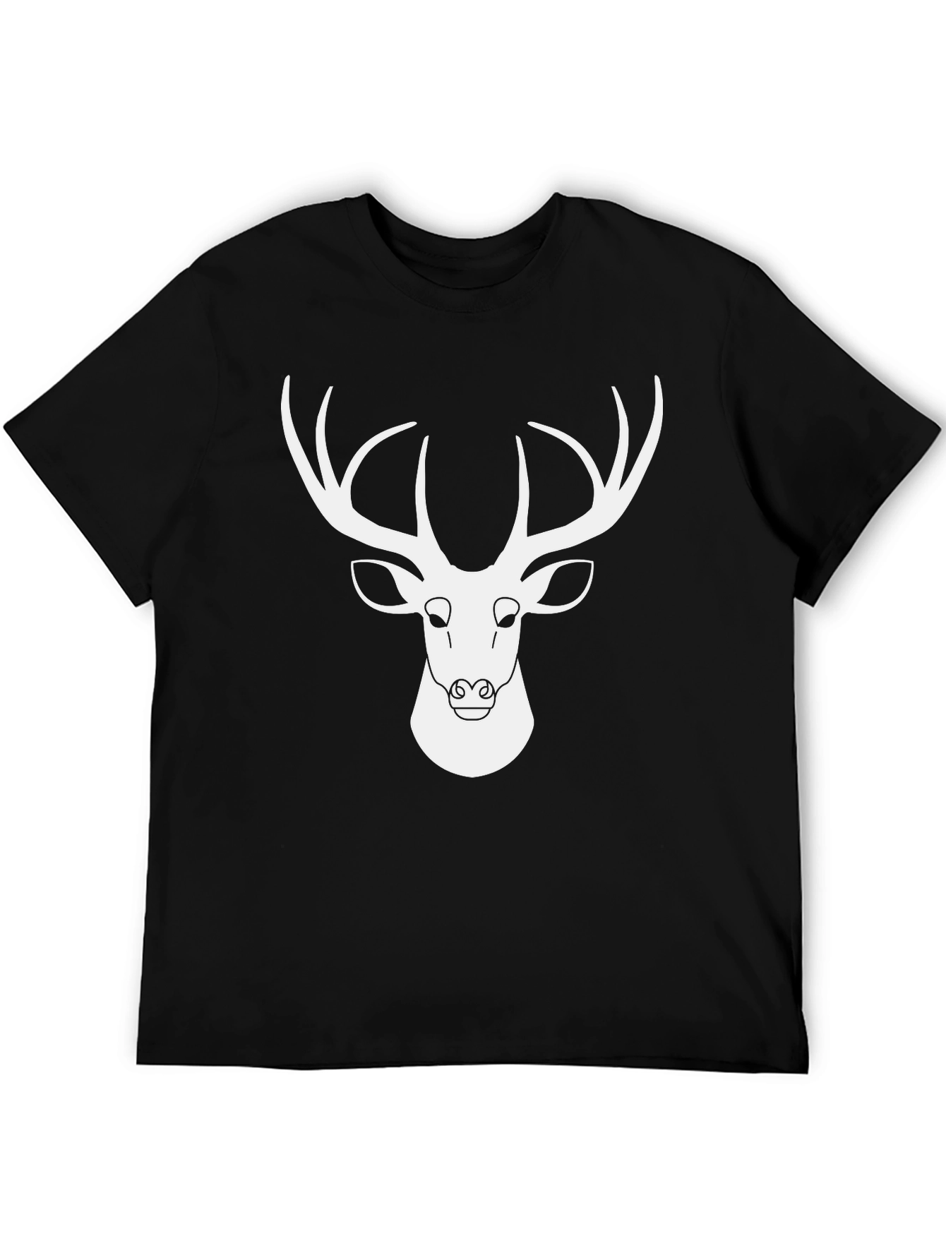 Deer Graphic Tee - Black Cotton Blend Casual Shirt