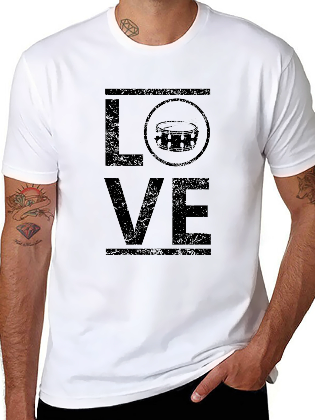 Love Drums Graphic Black T-Shirt